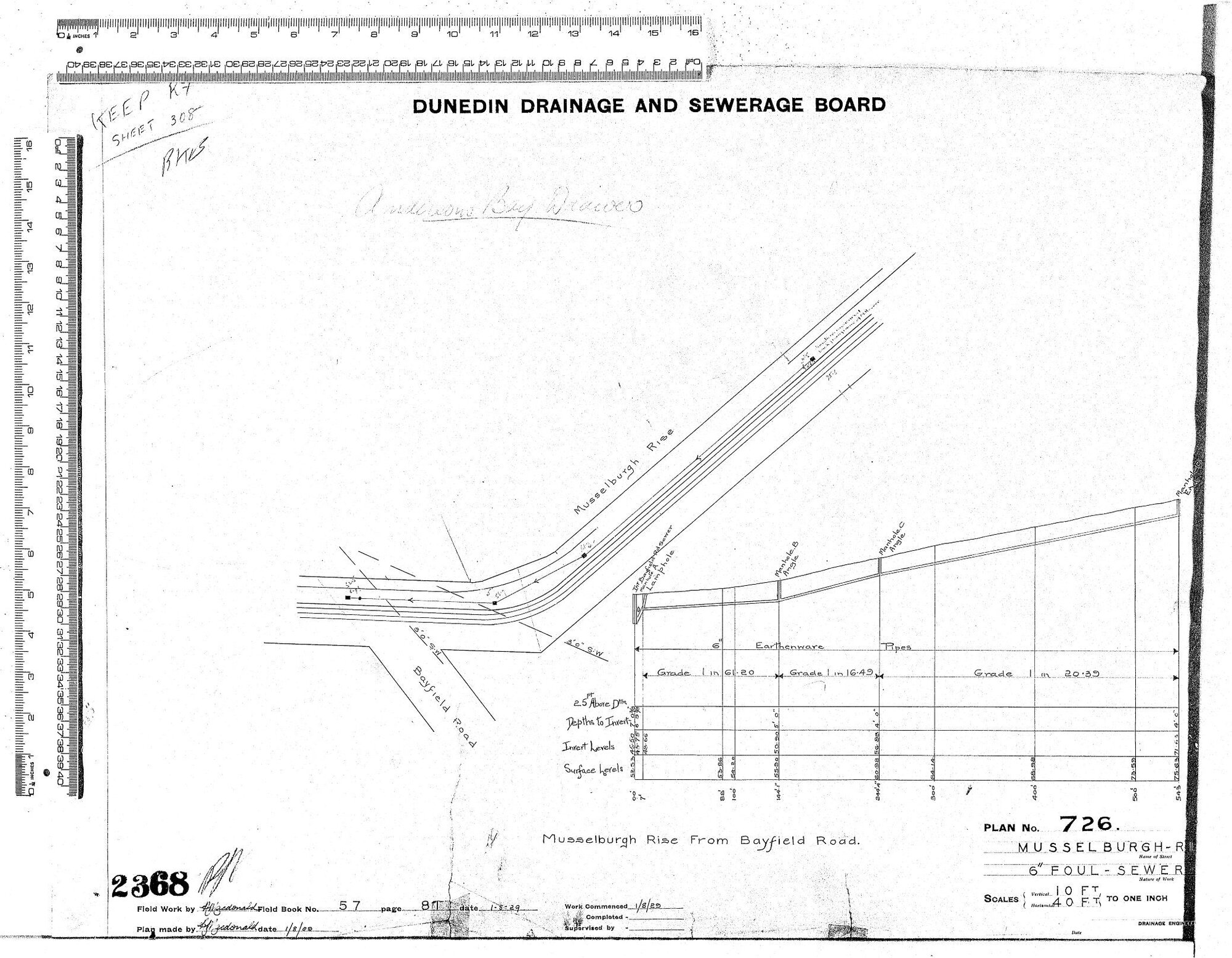ANDERSON BAY DRAINS MUSSELBURGH RISE FROM BAYFIELD ROAD