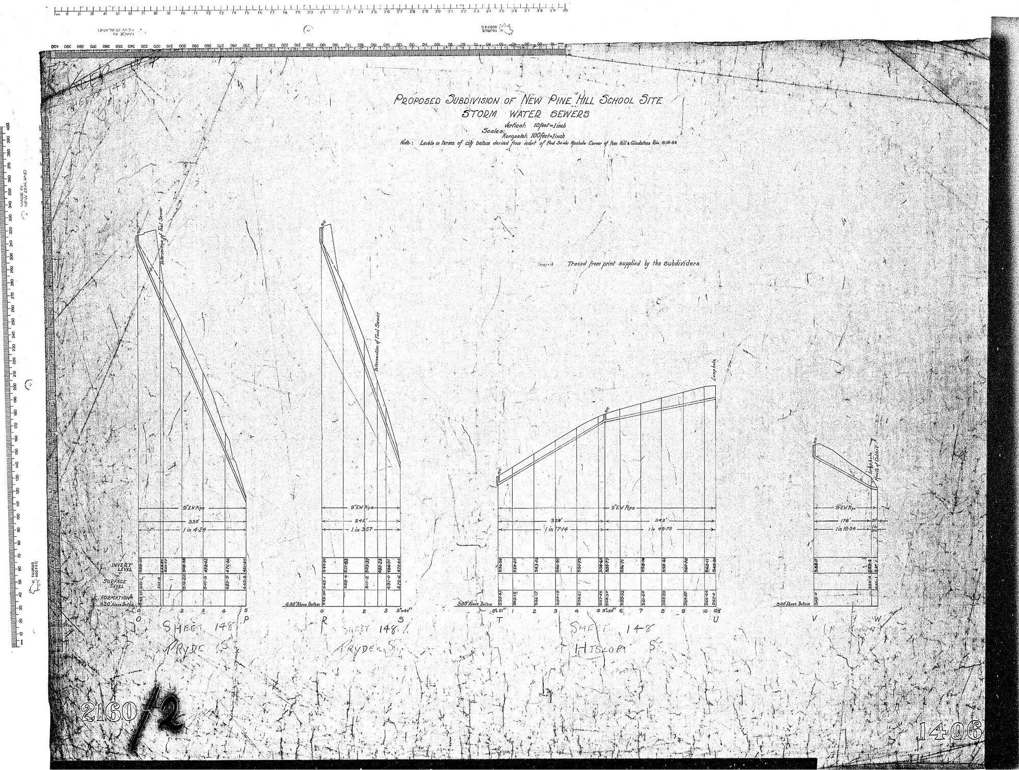 PROPOSED SUBDIVISION OF NEW PINE HILL SCHOOL SITE STORM WATER SEWERS