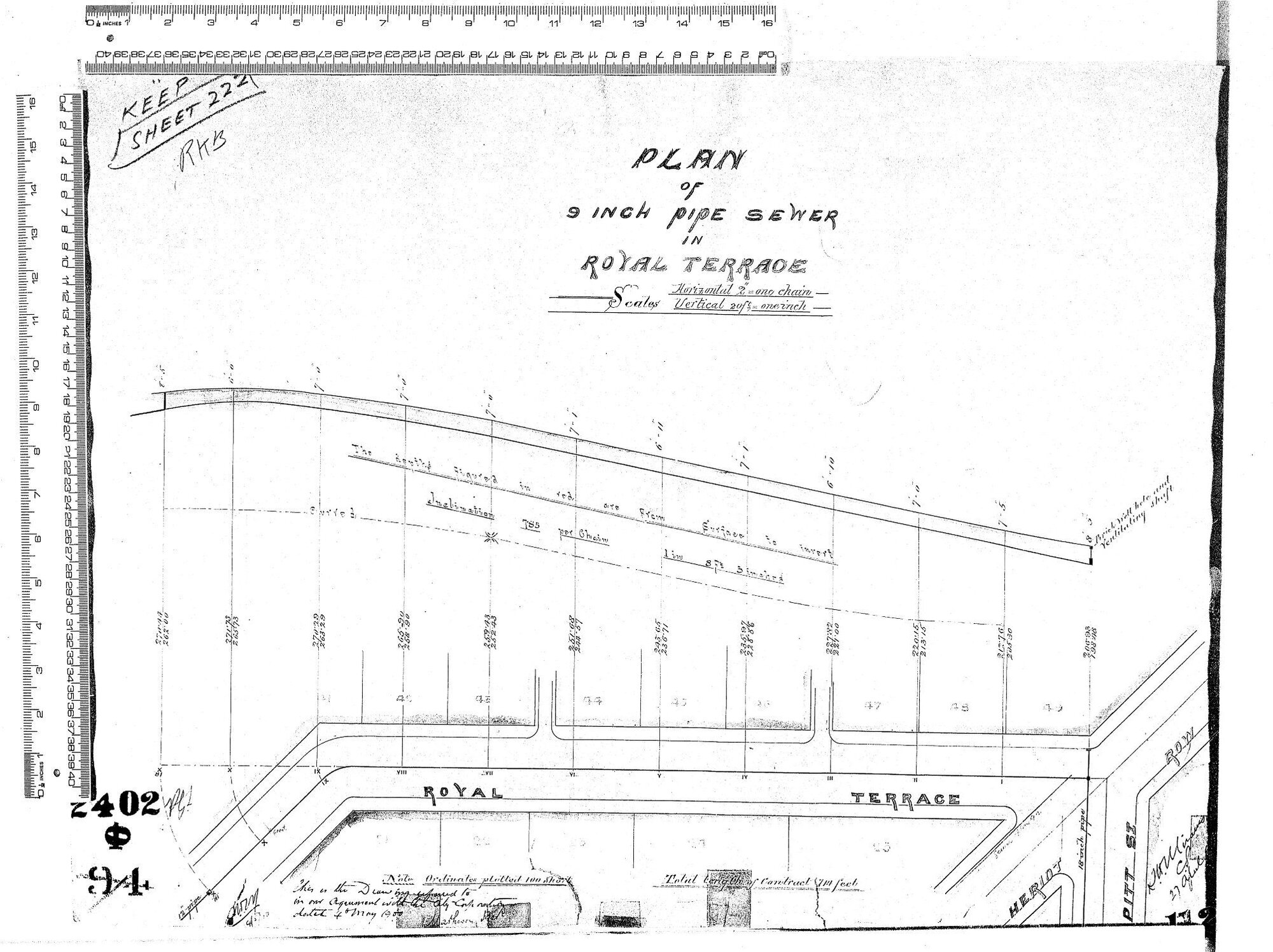 PLAN OF 9" PIPE SEWER IN ROYAL TERRACE