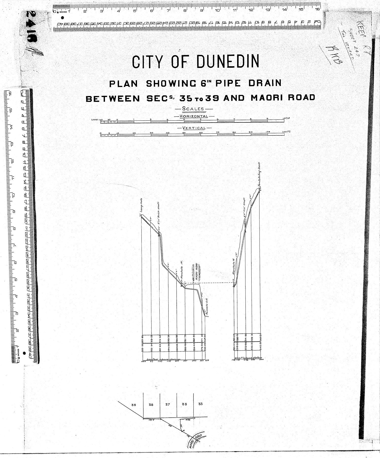 PLAN SHOWING 6" PIPE DRAIN BETWEEN SEC', 35 TO 39 AND MAORI ROAD