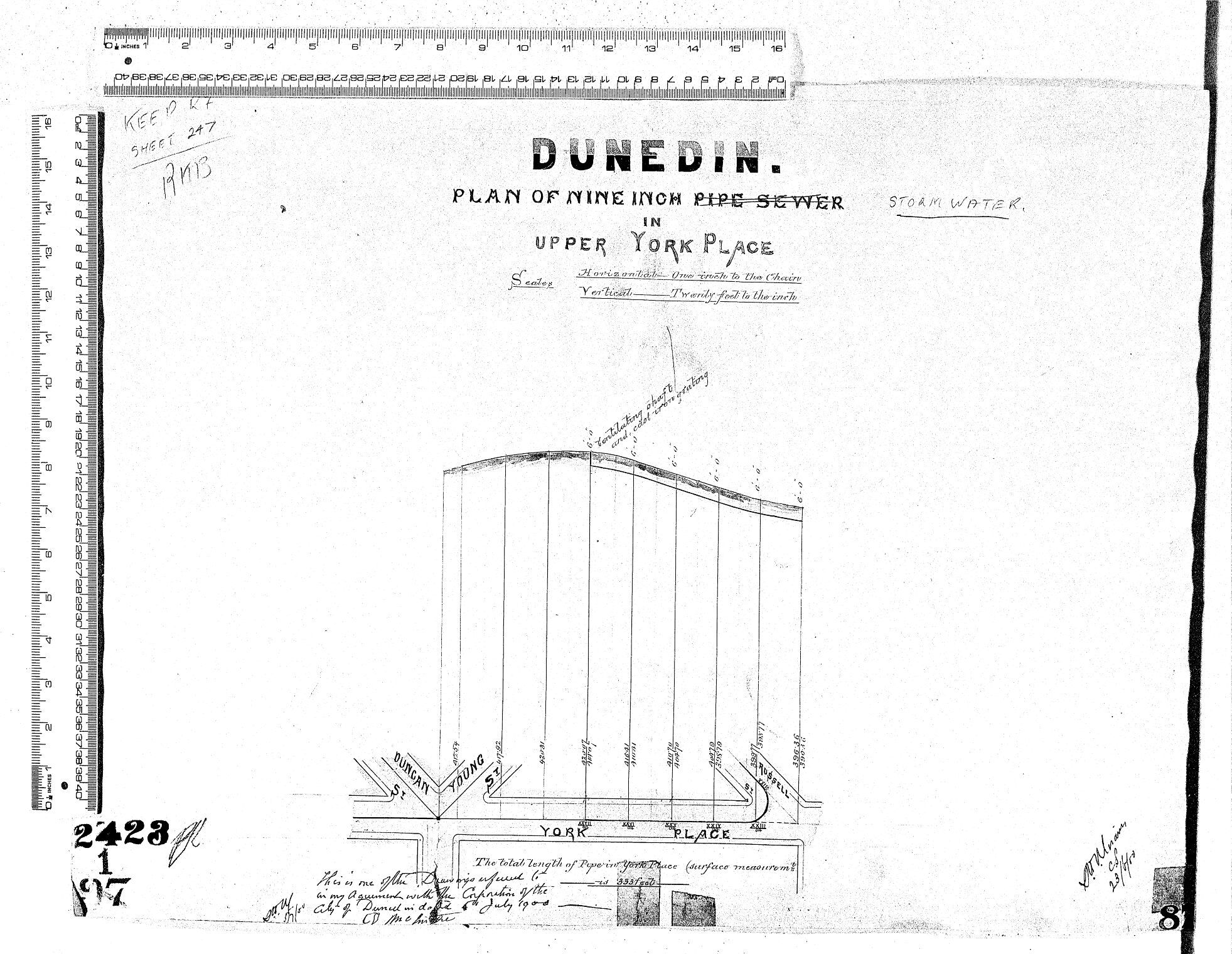 PLAN OF NINE INCH STORMWATER IN UPPER YORK PLACE