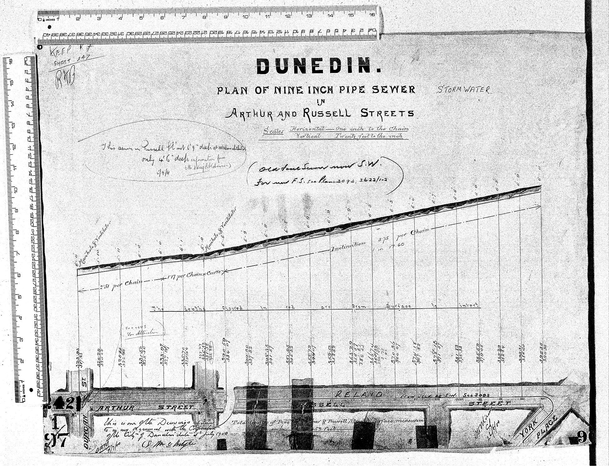 PLAN OF NINE INCH PIPE SEWER STORMWATER IN ARTHUR AND RUSSELL STREETS