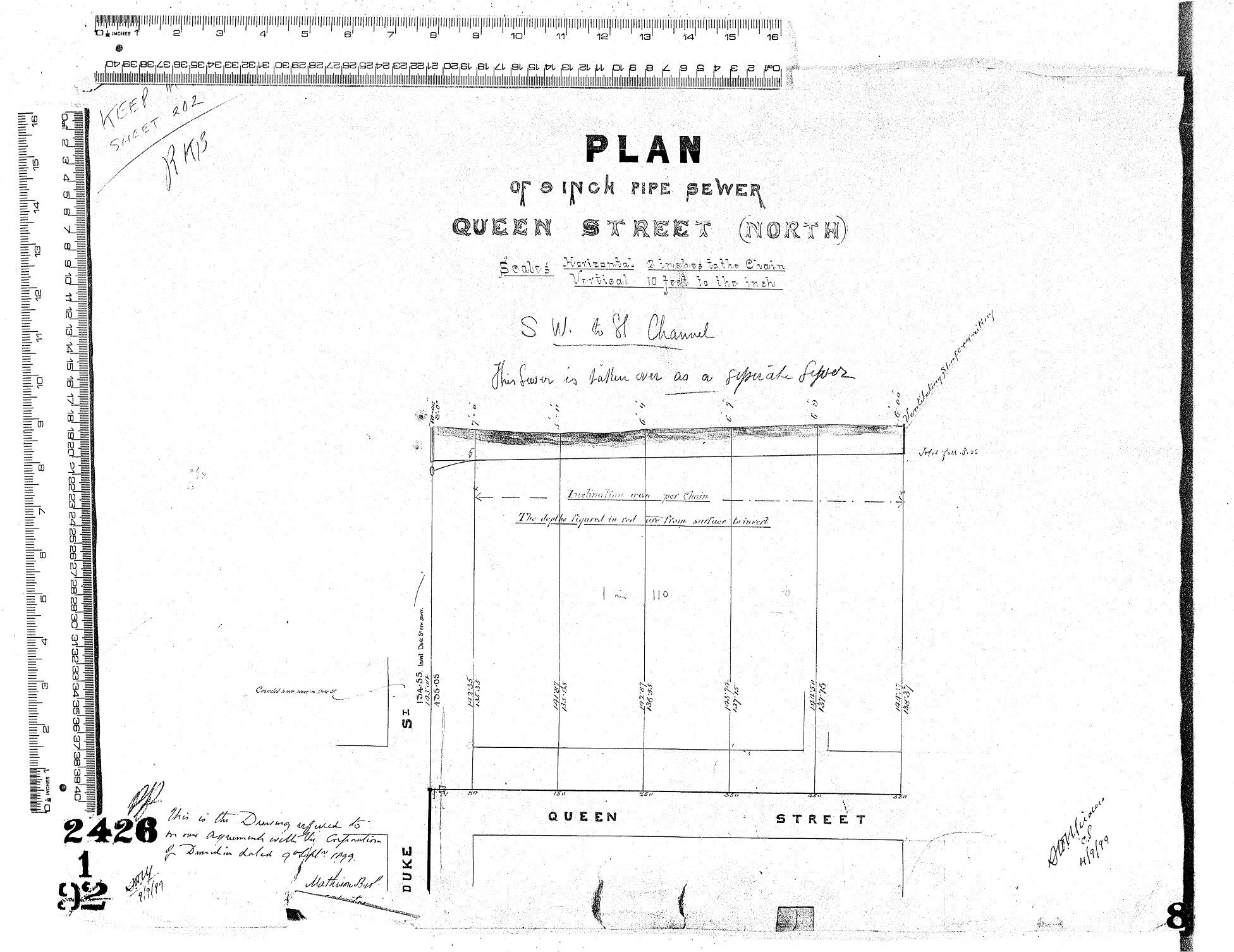 PLAN OF NINE INCH PIPE SEWER  QUEEN STREET (NORTH)