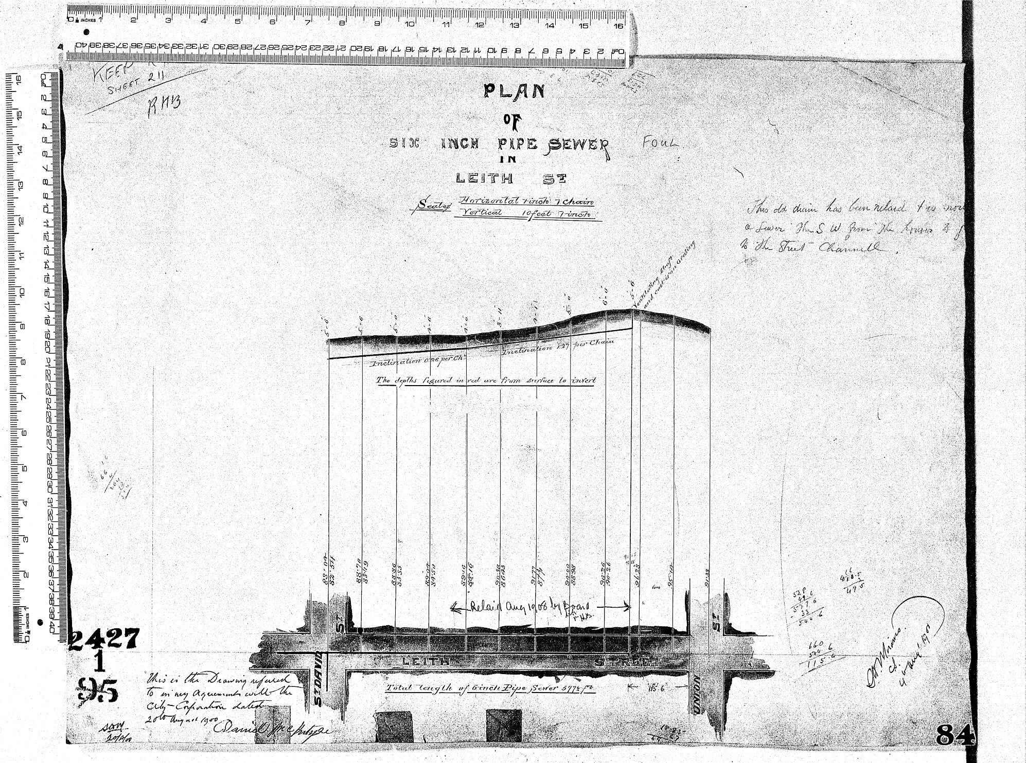 PLAN OF SIX INCH PIPE SEWER  FOUL IN LEITH ST.