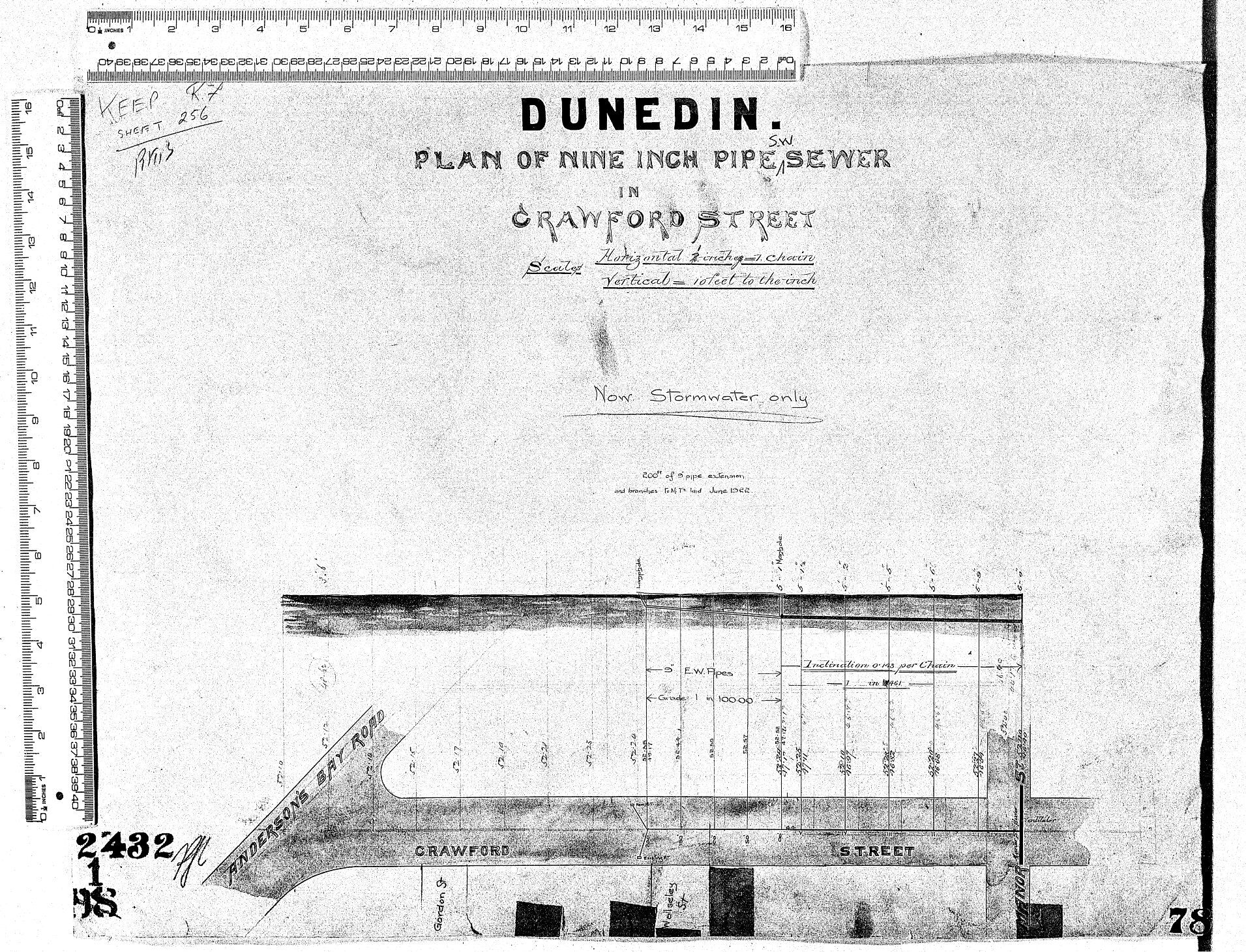 PLAN OF NINE INCH PIPE S.W. SEWER IN CRAWFORD STREET