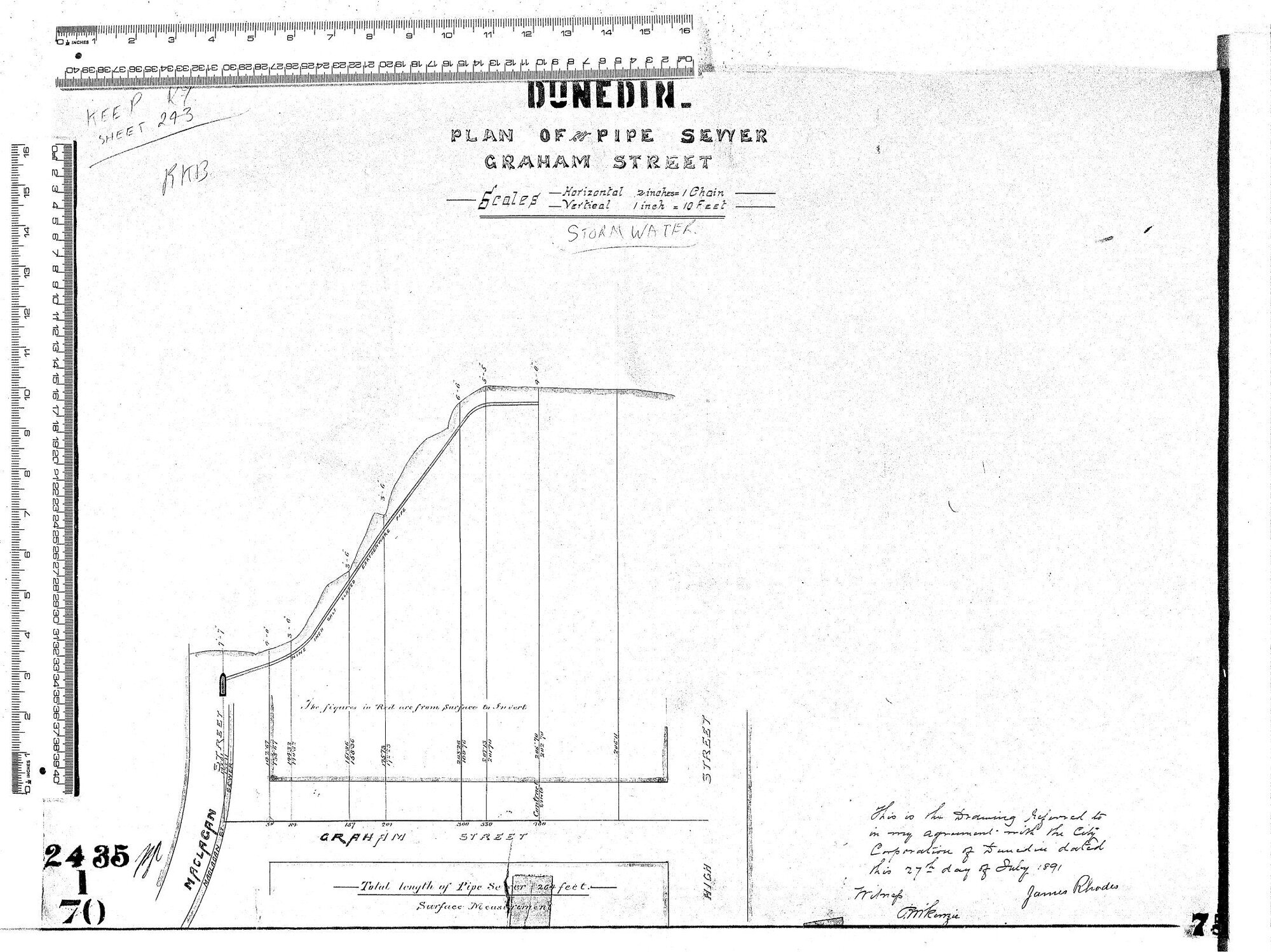 PLAN OF 9" PIPE SEWER GRAHAM STREET