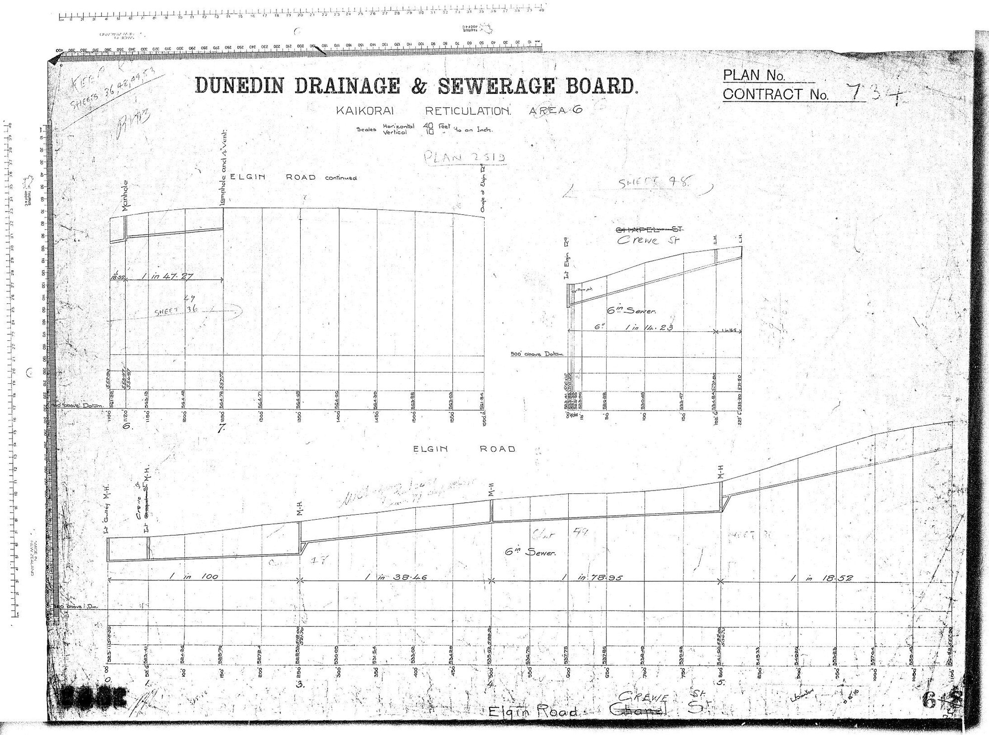 KAIKORAI RETICULATION AREA No.6  ELGIN ROAD  CREWE ST.