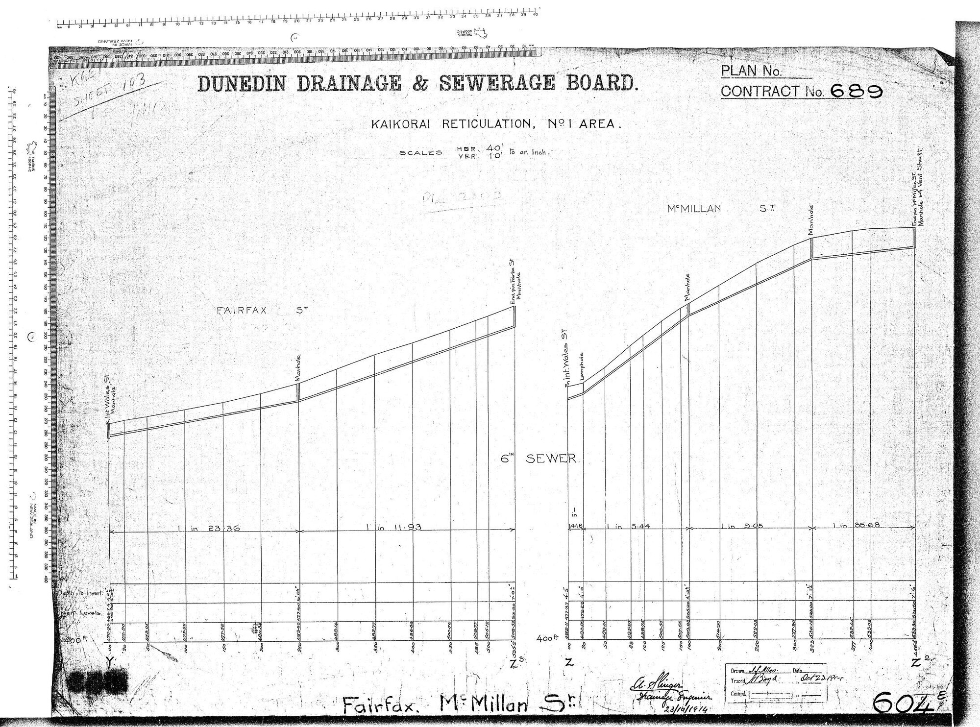 KAIKORAI RETICULATION AREA No.1 FAIRFAX. McMILLAN ST. 