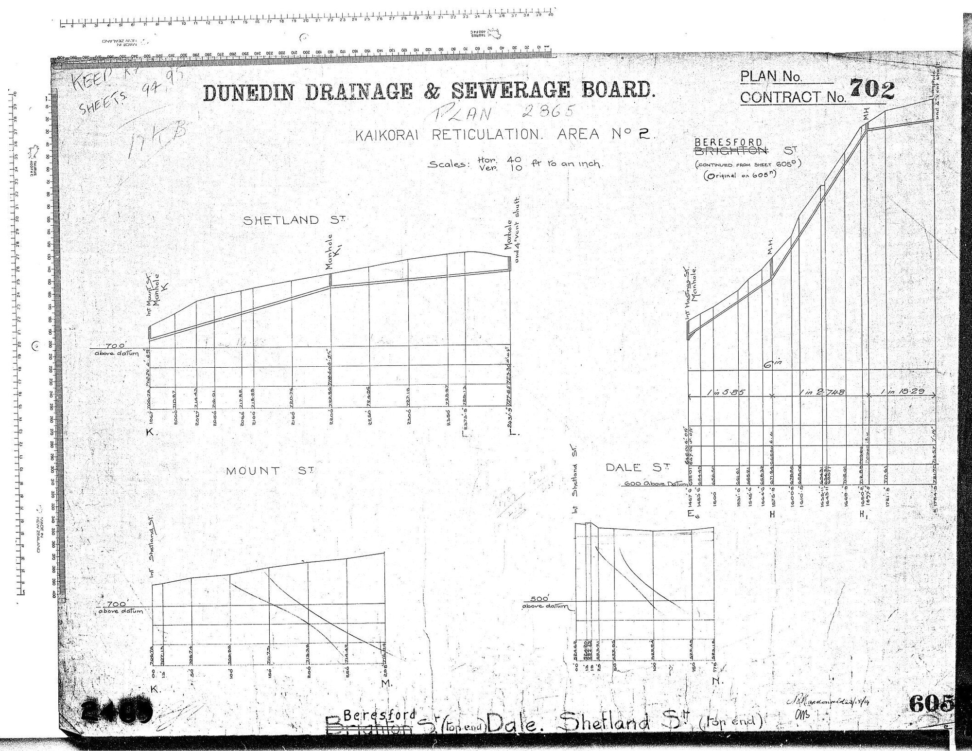 KAIKORAI RETICULATION AREA No.2 BERESFORD ST (TOP END) DALE. SHETLAND ST. (TOP END)