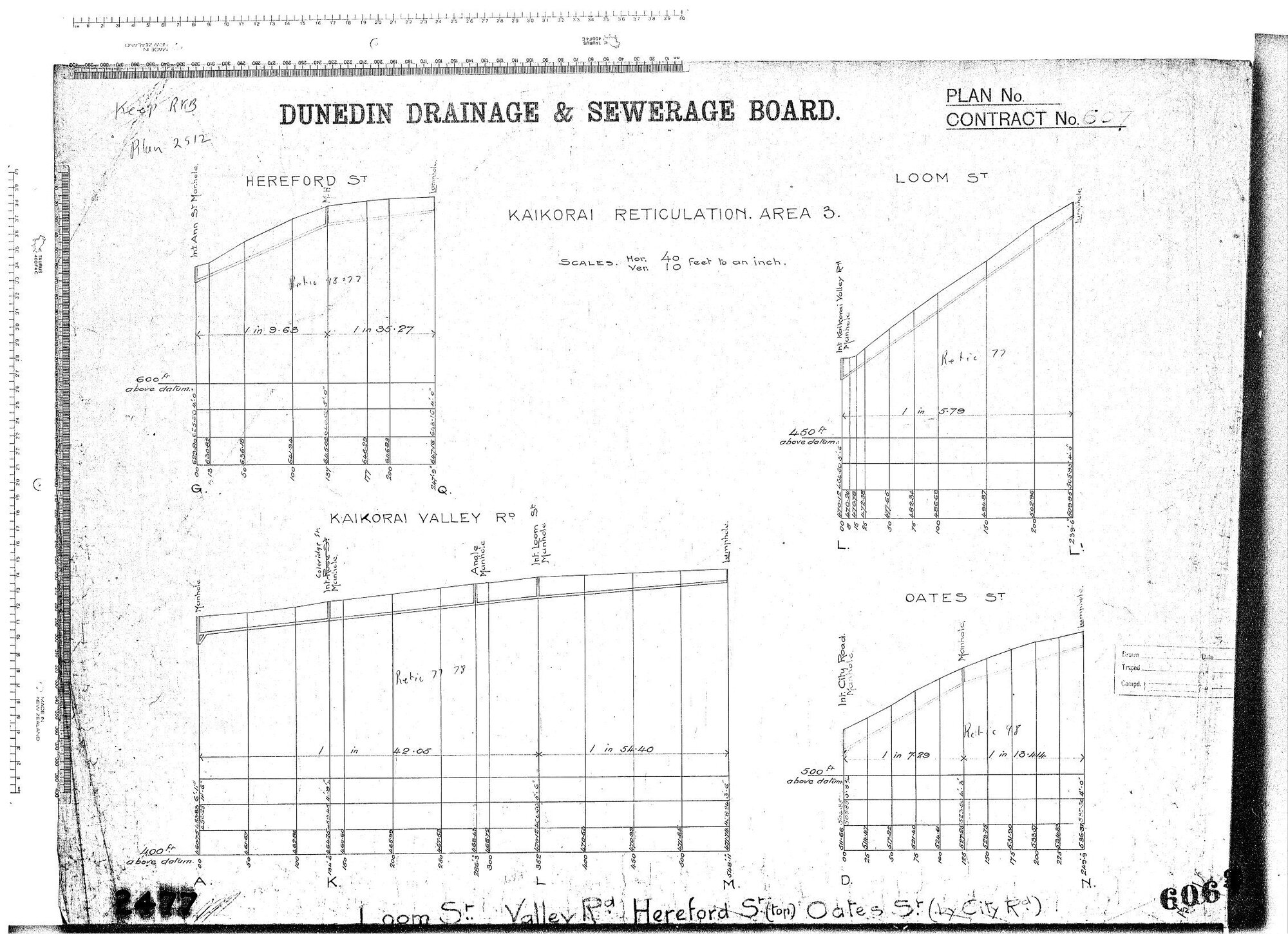 KAIKORAI RETICULATION AREA No.3 LOOM ST. VALLEY RD. HEREFORD ST (TOP) OATES ST (BY CITY RD)
