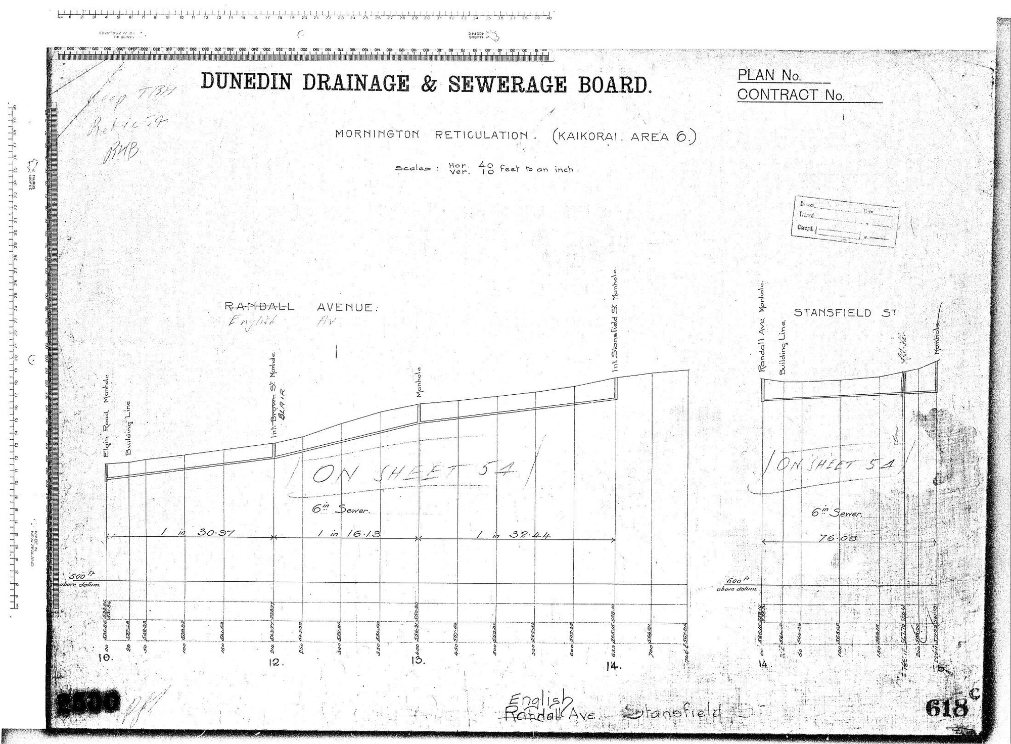 MORNINGTON RETICULATION (KAIKORAI AREA No.6)ENGLISH AVE. STANSFIELD ST.
