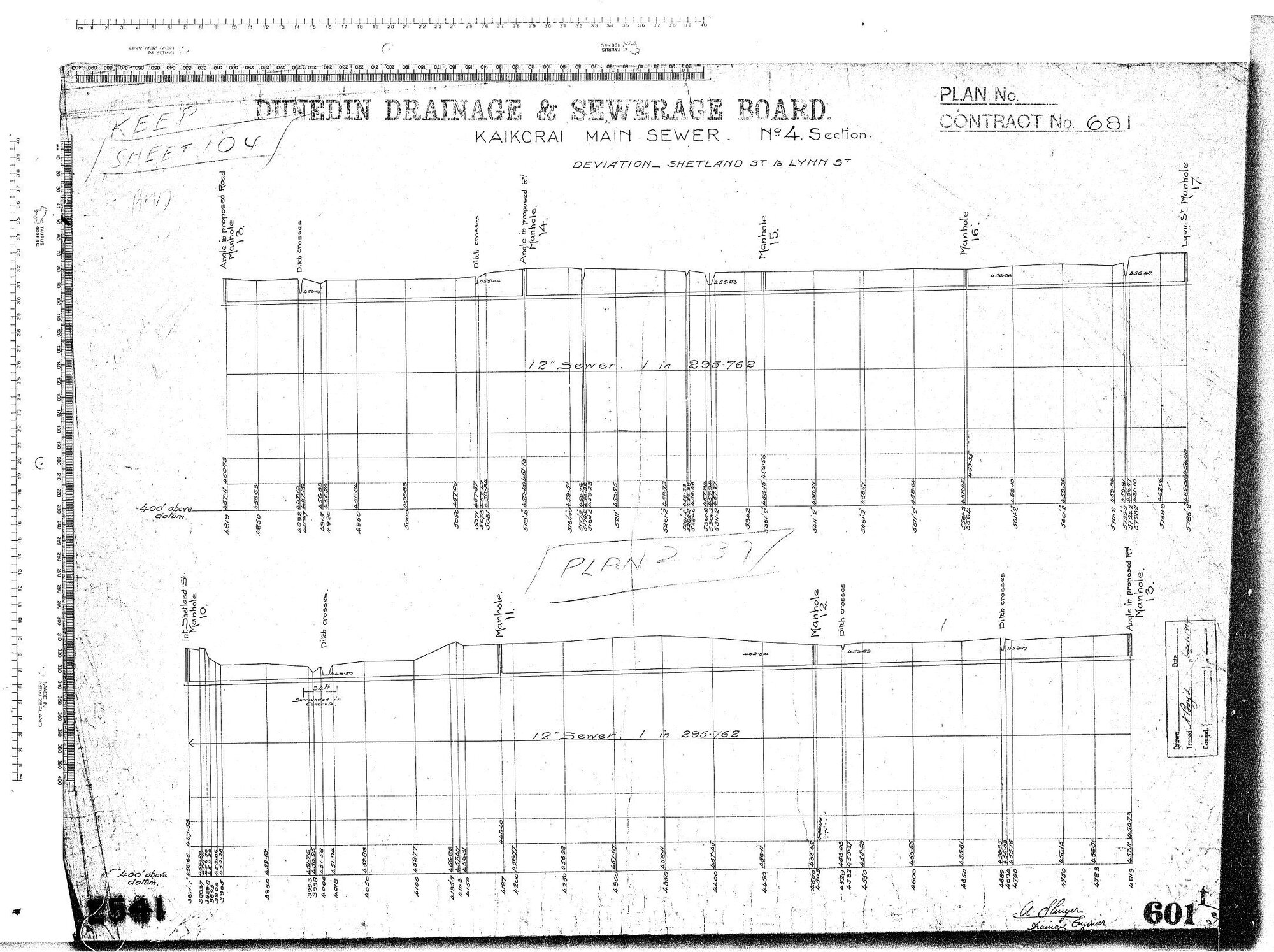 KAIKORAI VALLEY MAIN SEWER DEVIATION - SHETLAND ST TO LYNN ST.