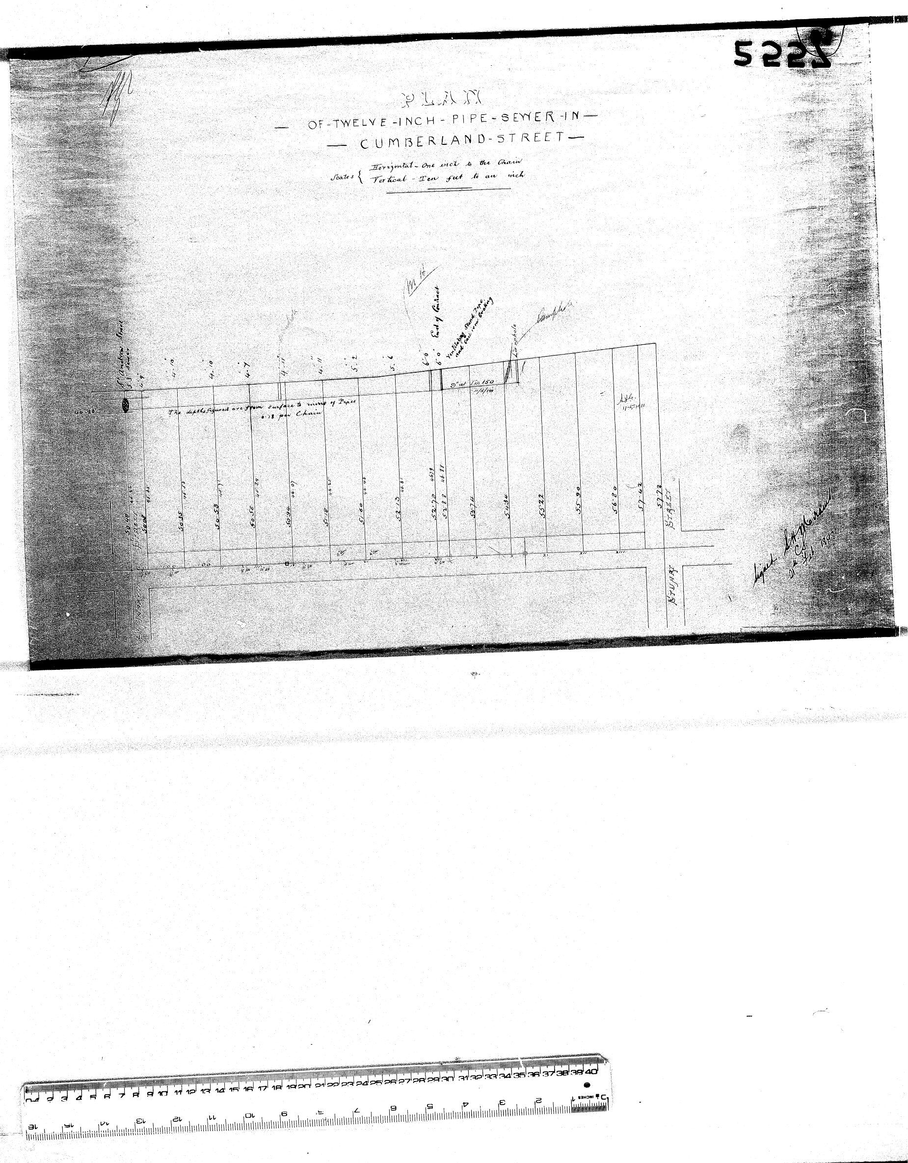 PLAN OF 12" PIPE SEWER IN CUMBERLAND STREET