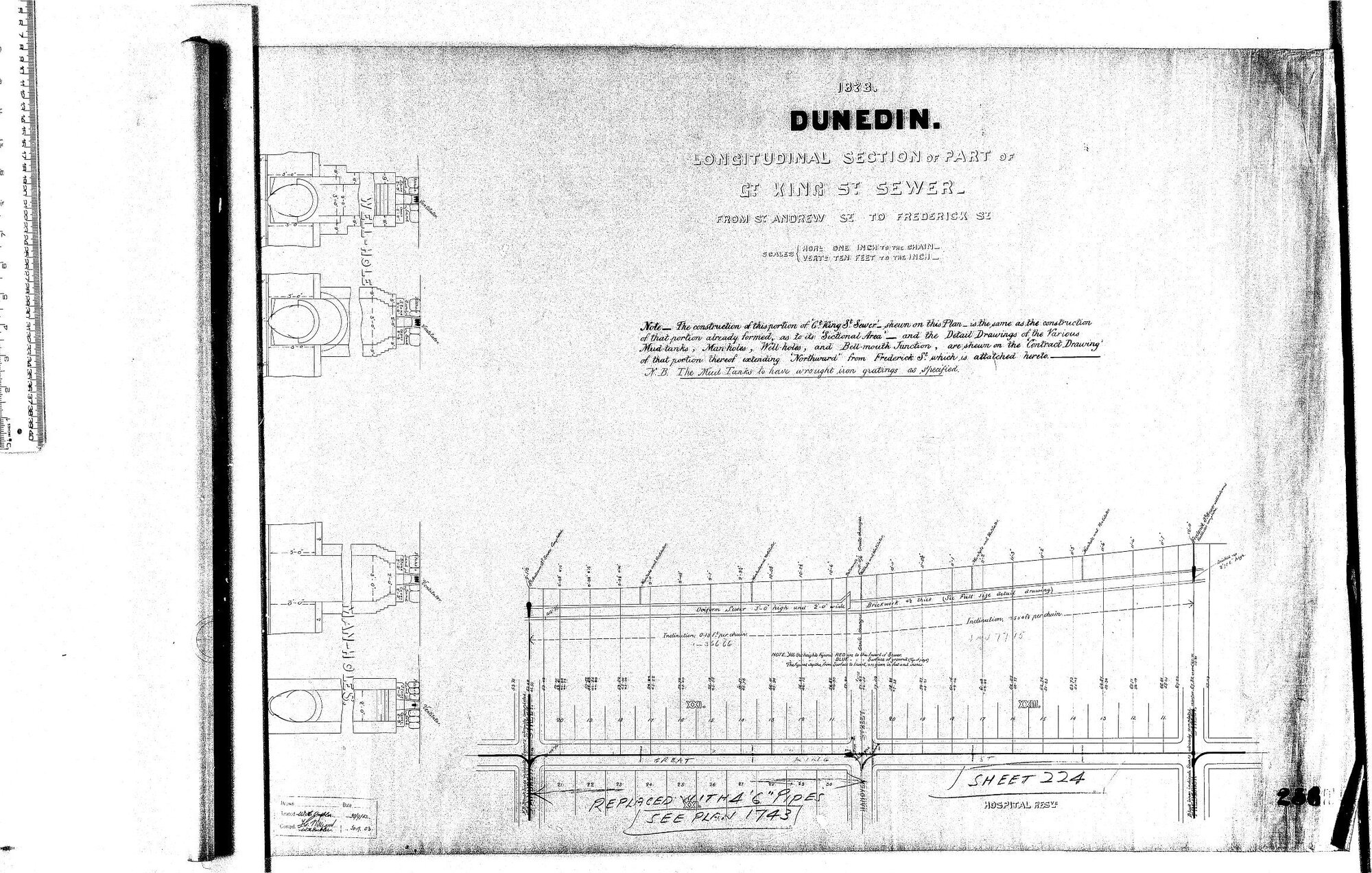 PLAN &amp; LONGITUDINAL SECTION OF PART OF  GT. KING ST. SEWER FROM ST ANDREW ST TO FREDERICK ST.