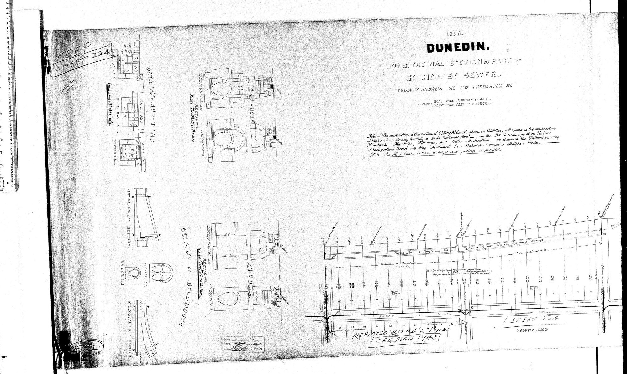 LONGITUDINAL SECTION OF PART OF  GT. KING ST. SEWER FROM ST ANDREW ST TO FREDERICK ST.