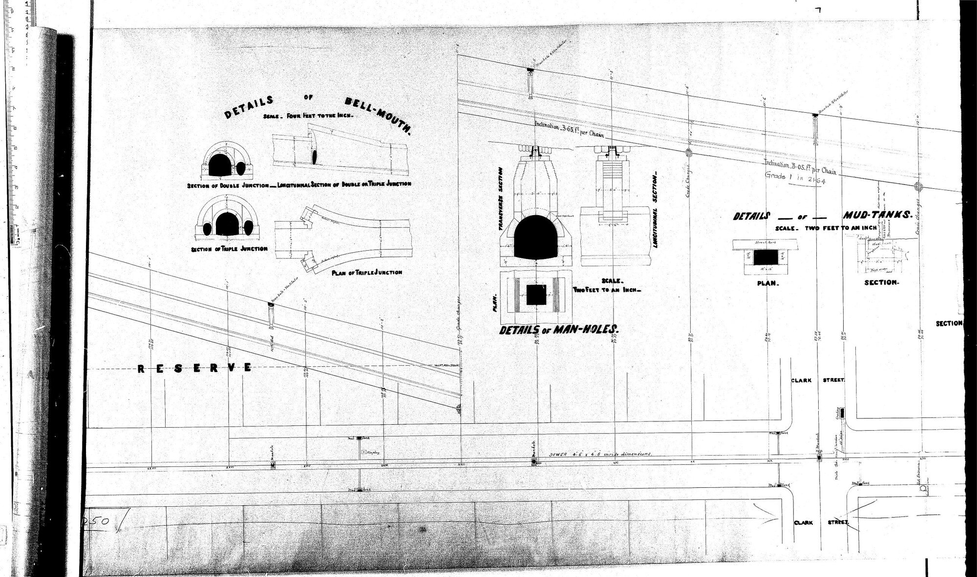 PLAN AND LONGITUDINAL SECTION MACLAGAN ST SEWER