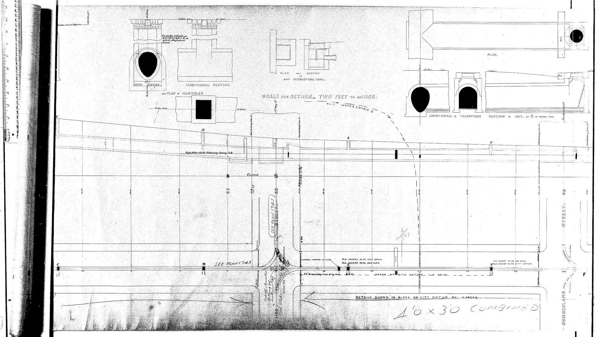 PLAN AND LONGITUDINAL SECTION ST ANDREW STREET SEWER