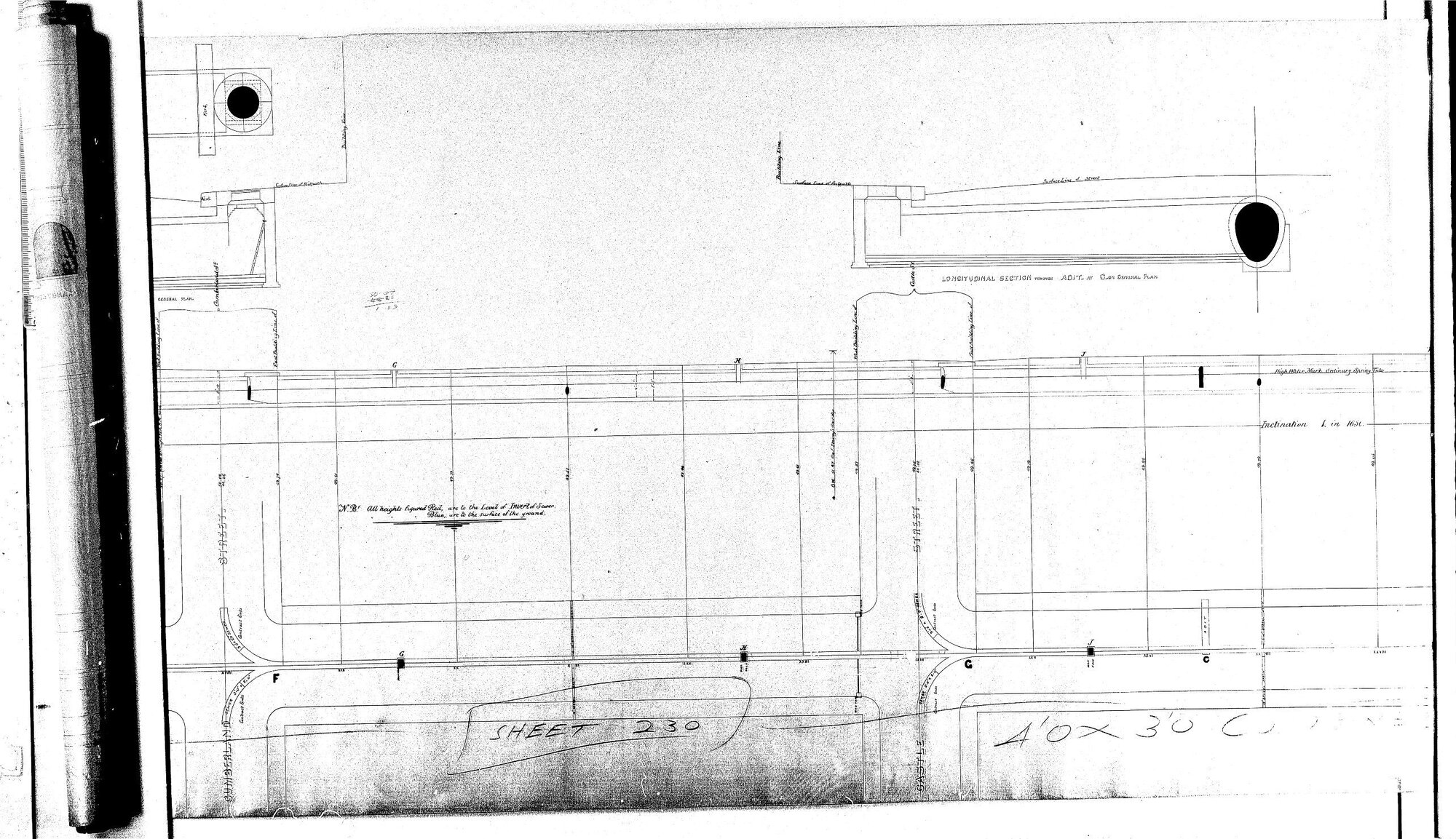 PLAN AND LONGITUDINAL SECTION ST ANDREW STREET SEWER