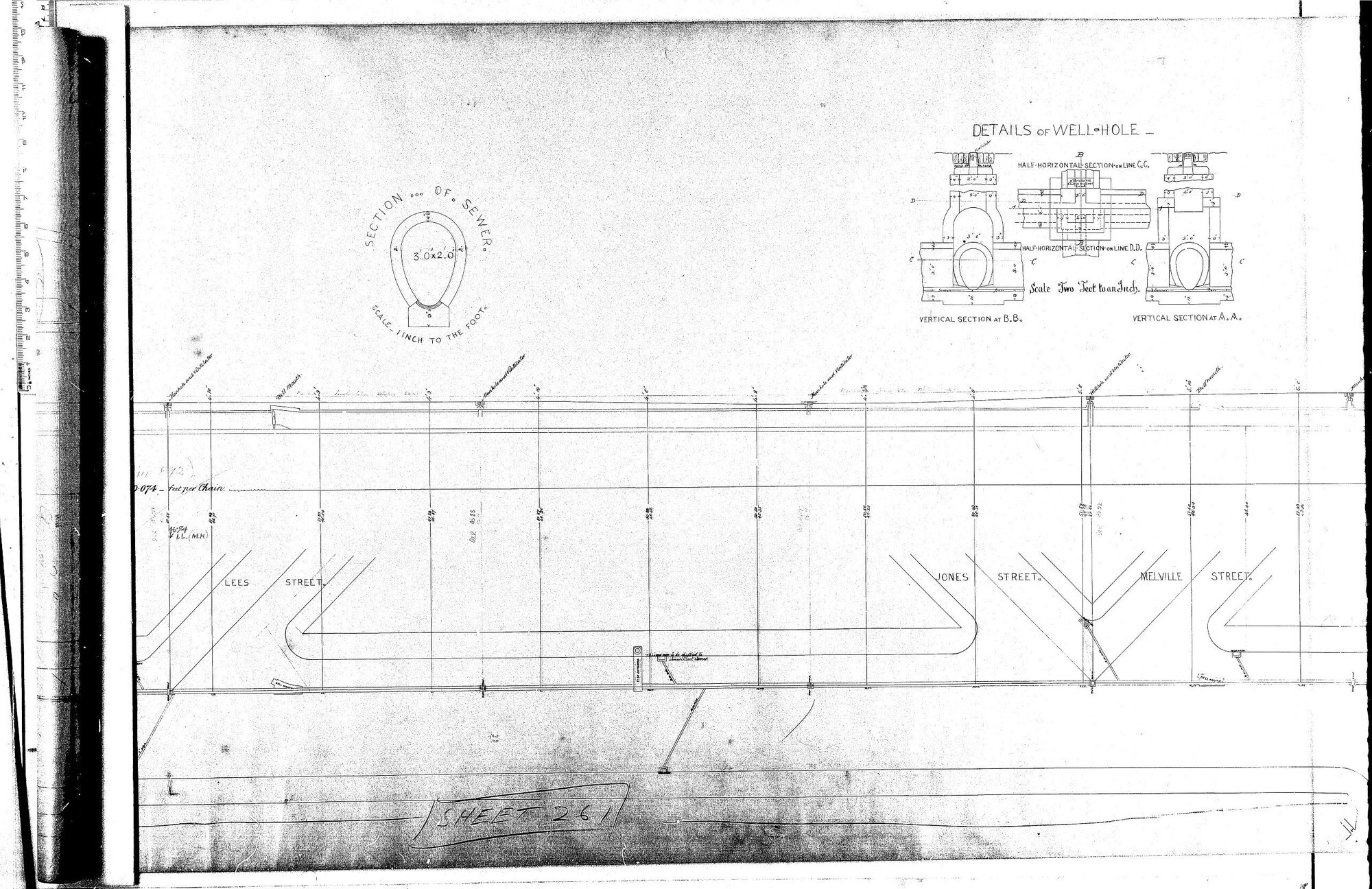 PLAN AND LONGITUDINAL SECTION GEORGE STREET SEWER