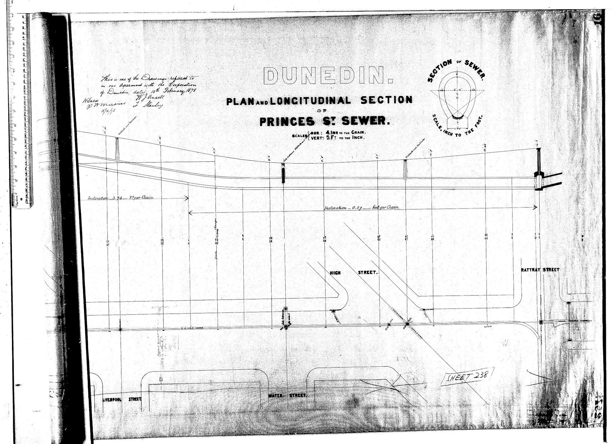 PLAN AND LONGITUDINAL SECTION OF PRINCES STREET SEWER
