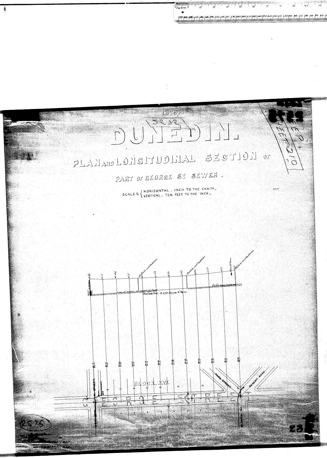 PLAN AND LONGITUDINAL SECTION OF PART OF GEORGE ST SEWER