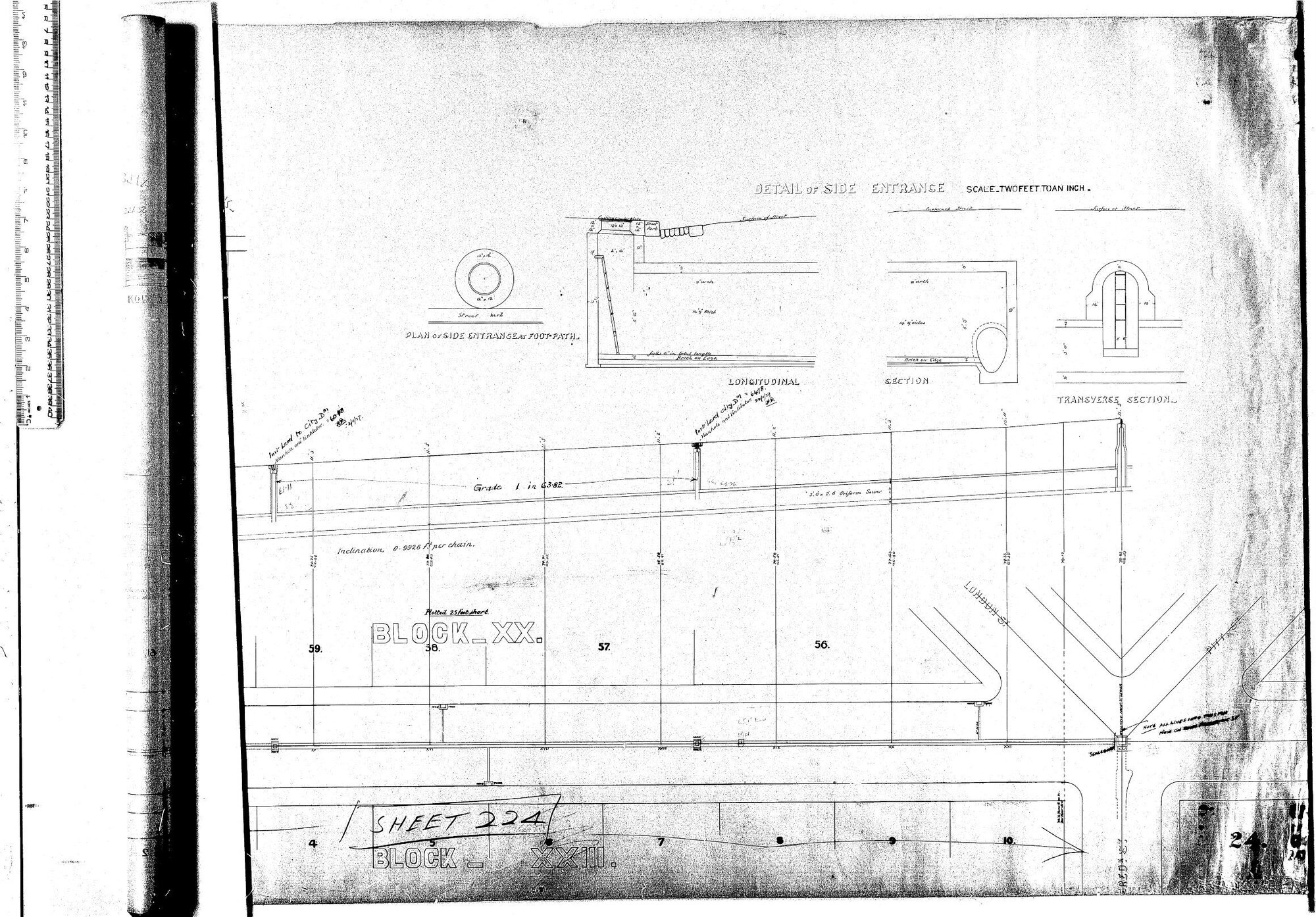 GEORGE ST SEWER DETAIL OF SIDE ENTRANCE 