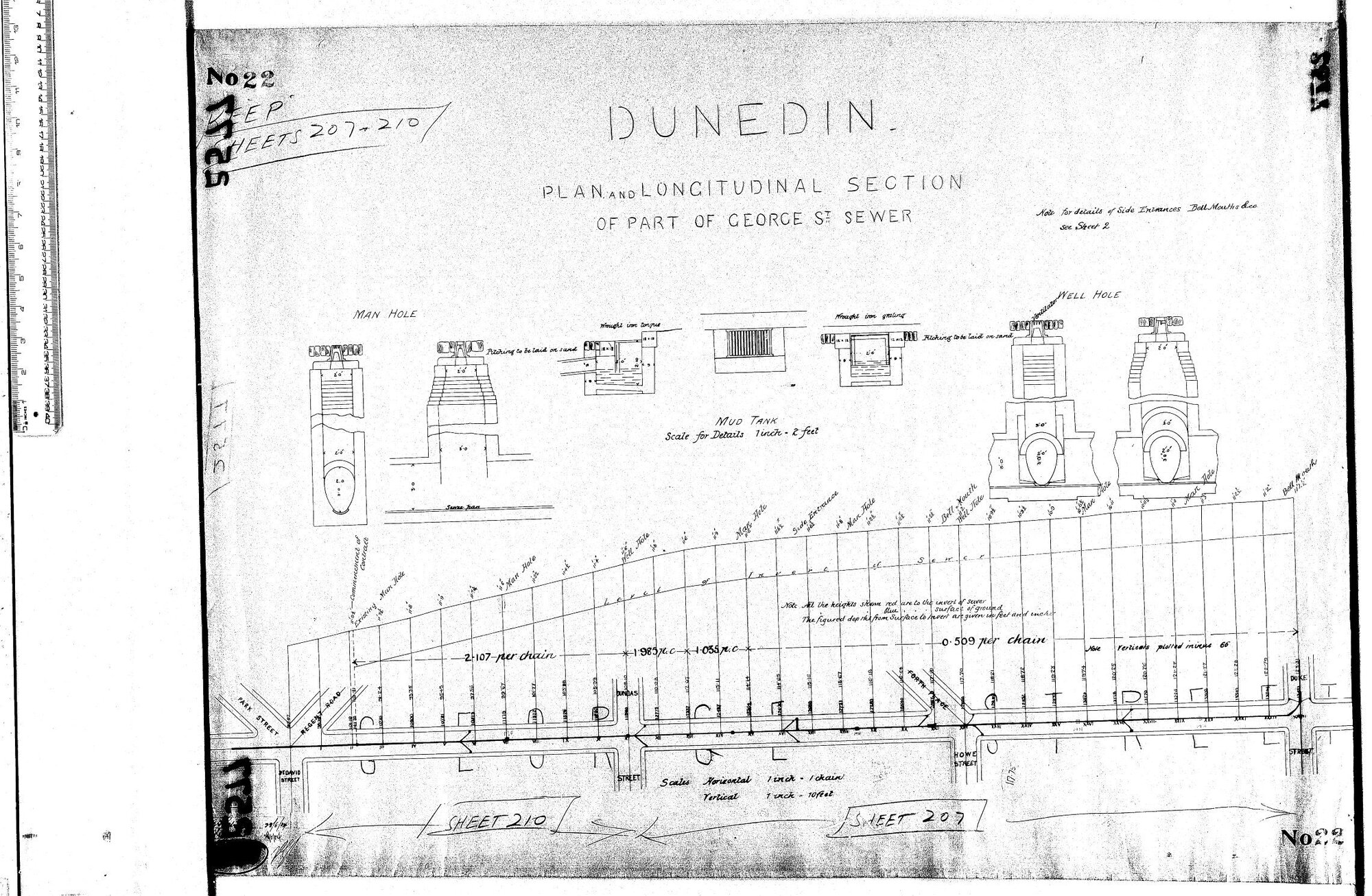 PLAN AND LONGITUDINAL SECTION  OF PART OF GEORGE ST SEWER