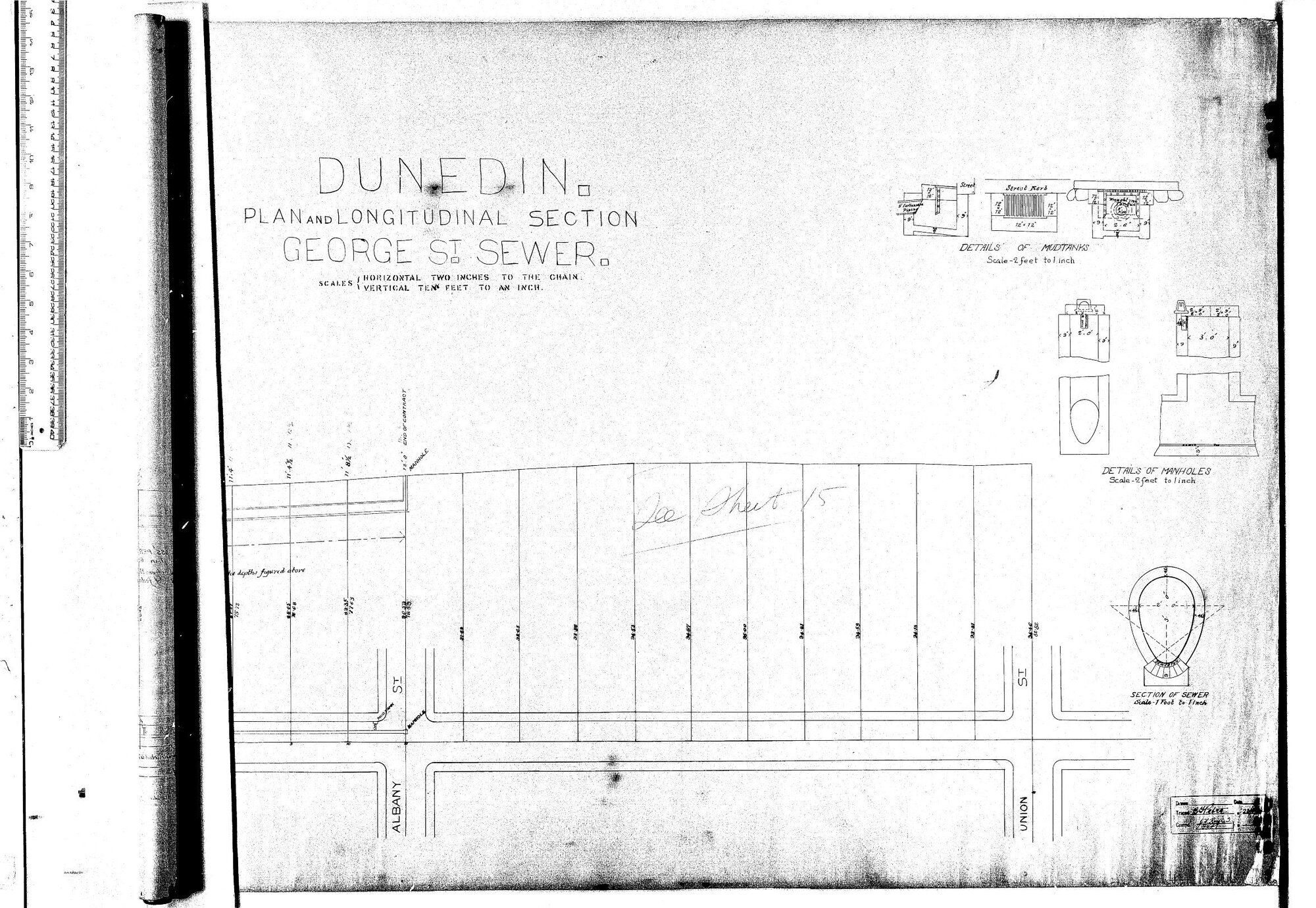 PLAN AND LONGITUDINAL SECTION GEORGE ST SEWER
