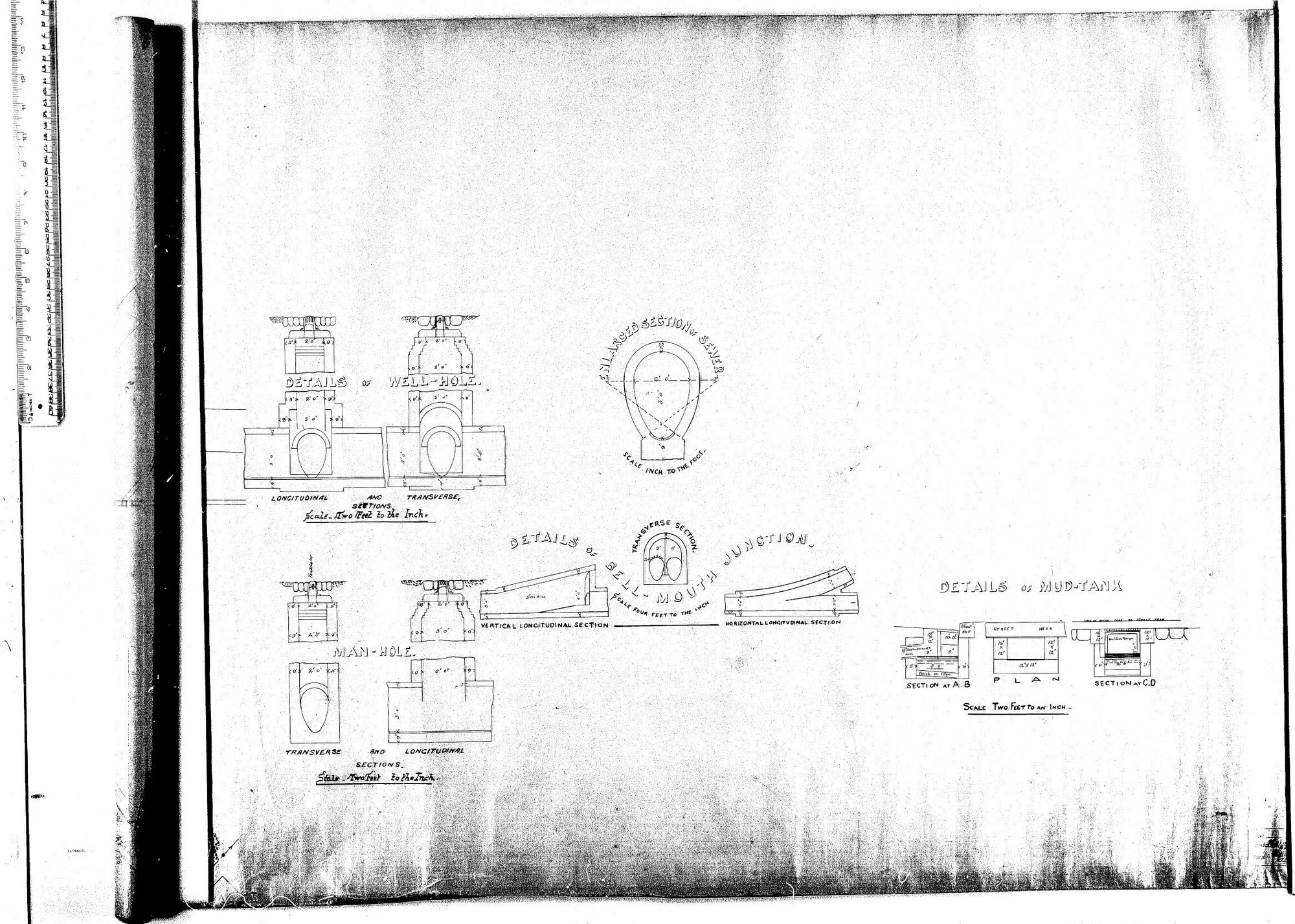PLAN AND LONGITUDINAL SECTION OF PORTIONS OF HIGH &amp; HOPE STS. SEWERS DETAILS