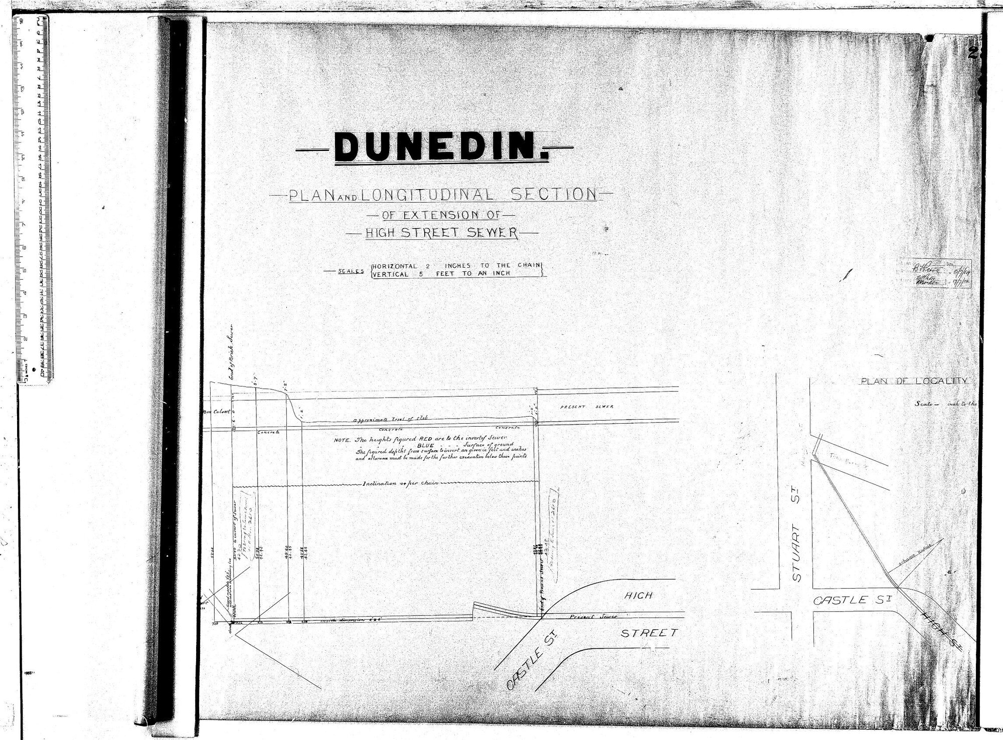PLAN AND LONGITUDINAL SECTION OF EXTENSOIN OF HIGH STREET SEWER