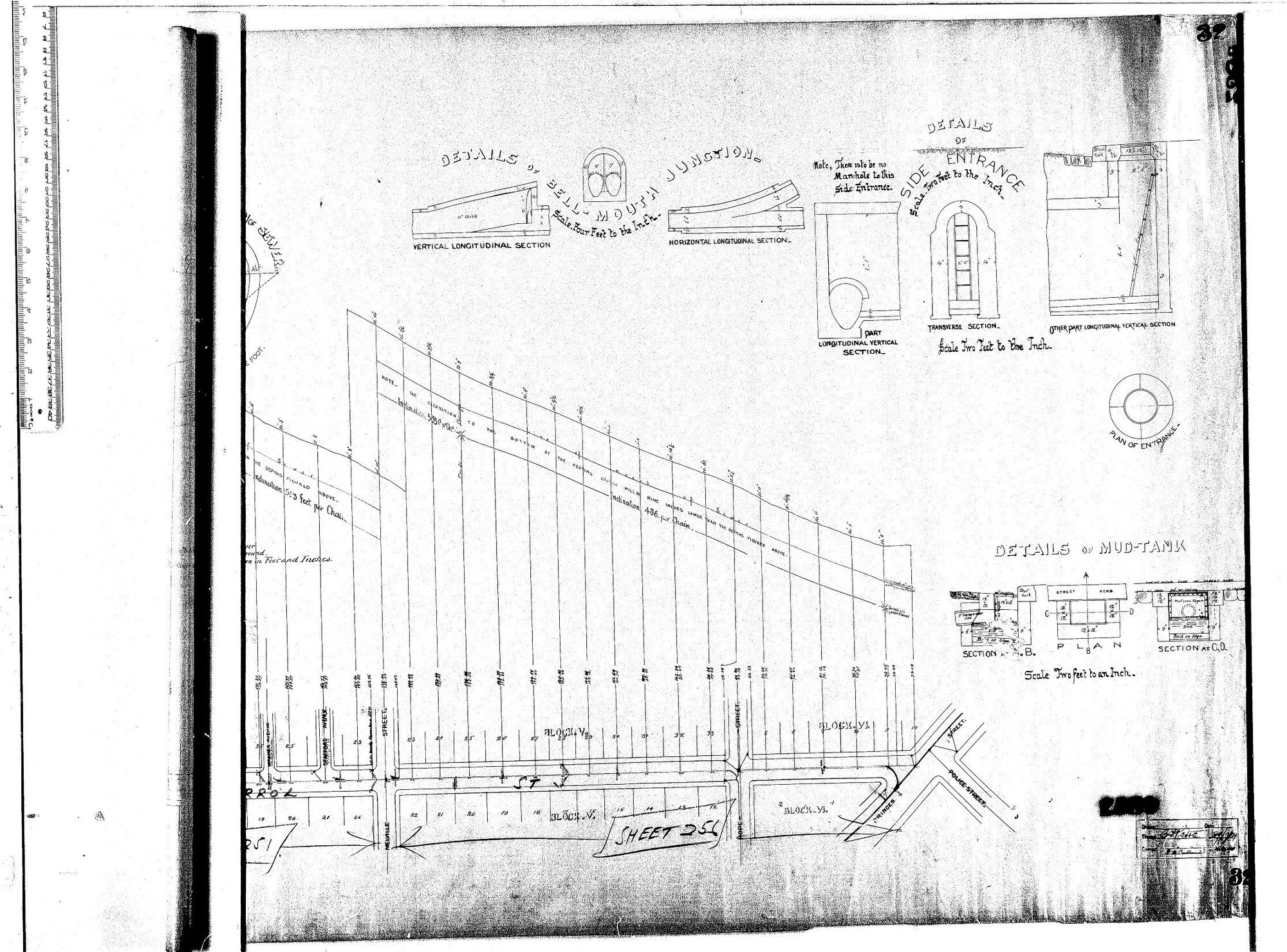 PLAN AND LONGITUDINAL SECTION OF WALKER AND STAFFORD AVENUES SEWERS