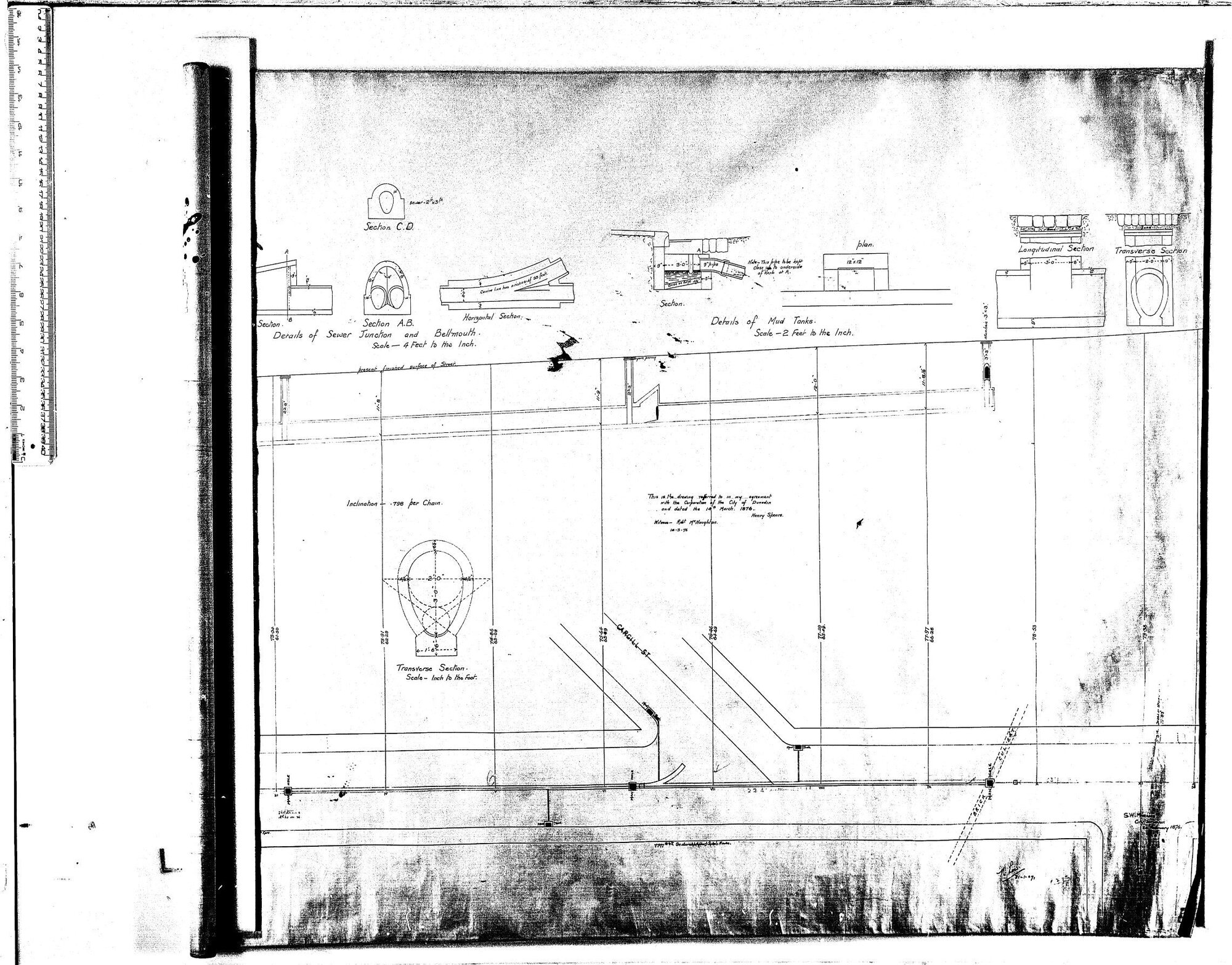 PLAN AND LONGITUDINAL SECTION OF SEWER IN PART OF MASON STREET