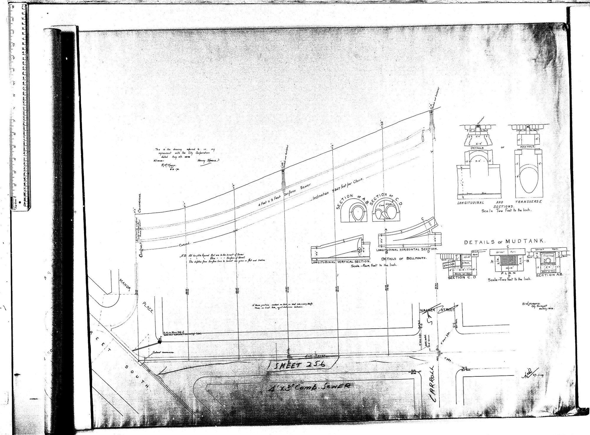 PLAN AND LONGITUDINAL SECTION OF YORK PLACE BRICK &amp; PIPE SEWER