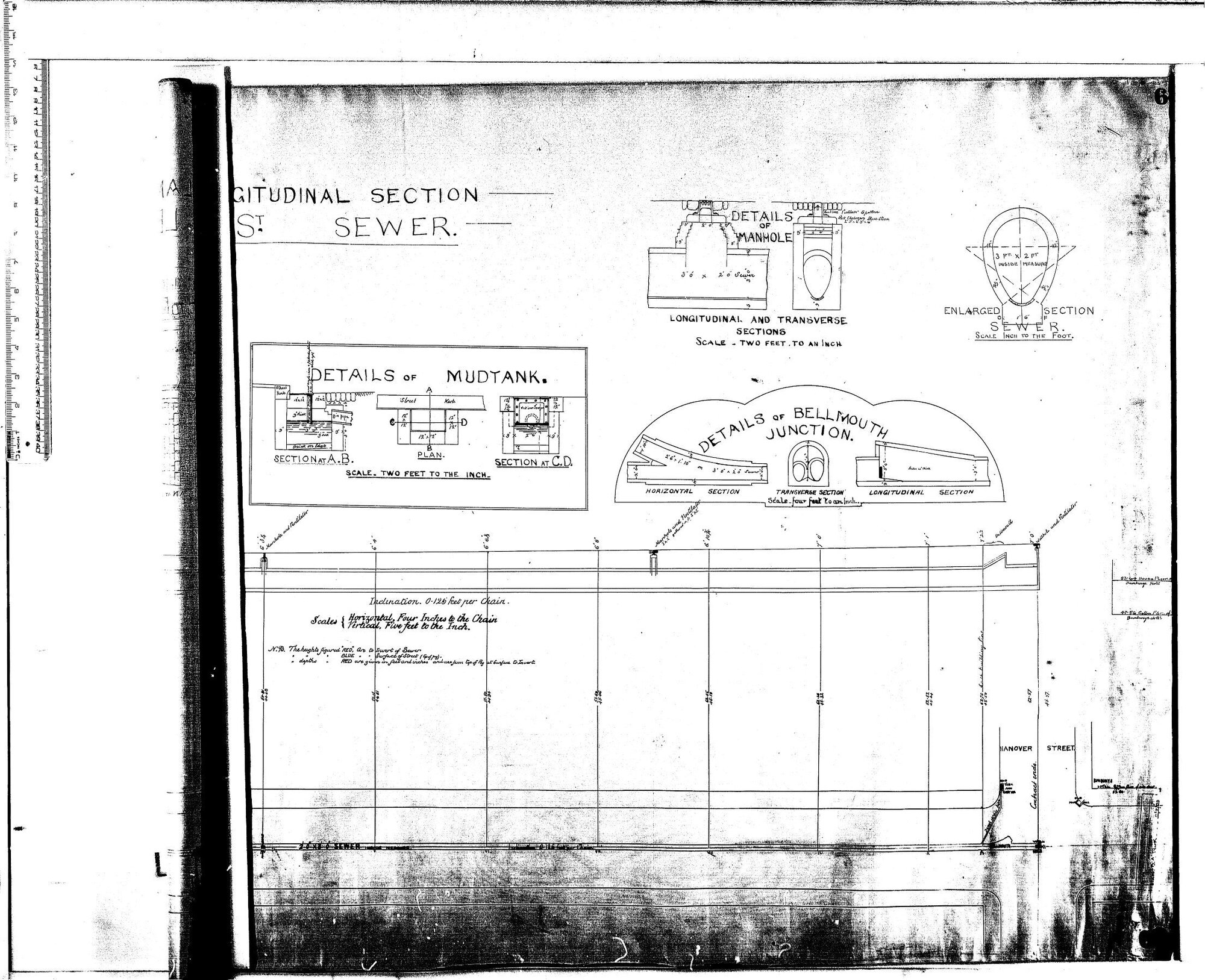 PLAN AND LONGITUDINAL SECTION LEITH STREET SEWER