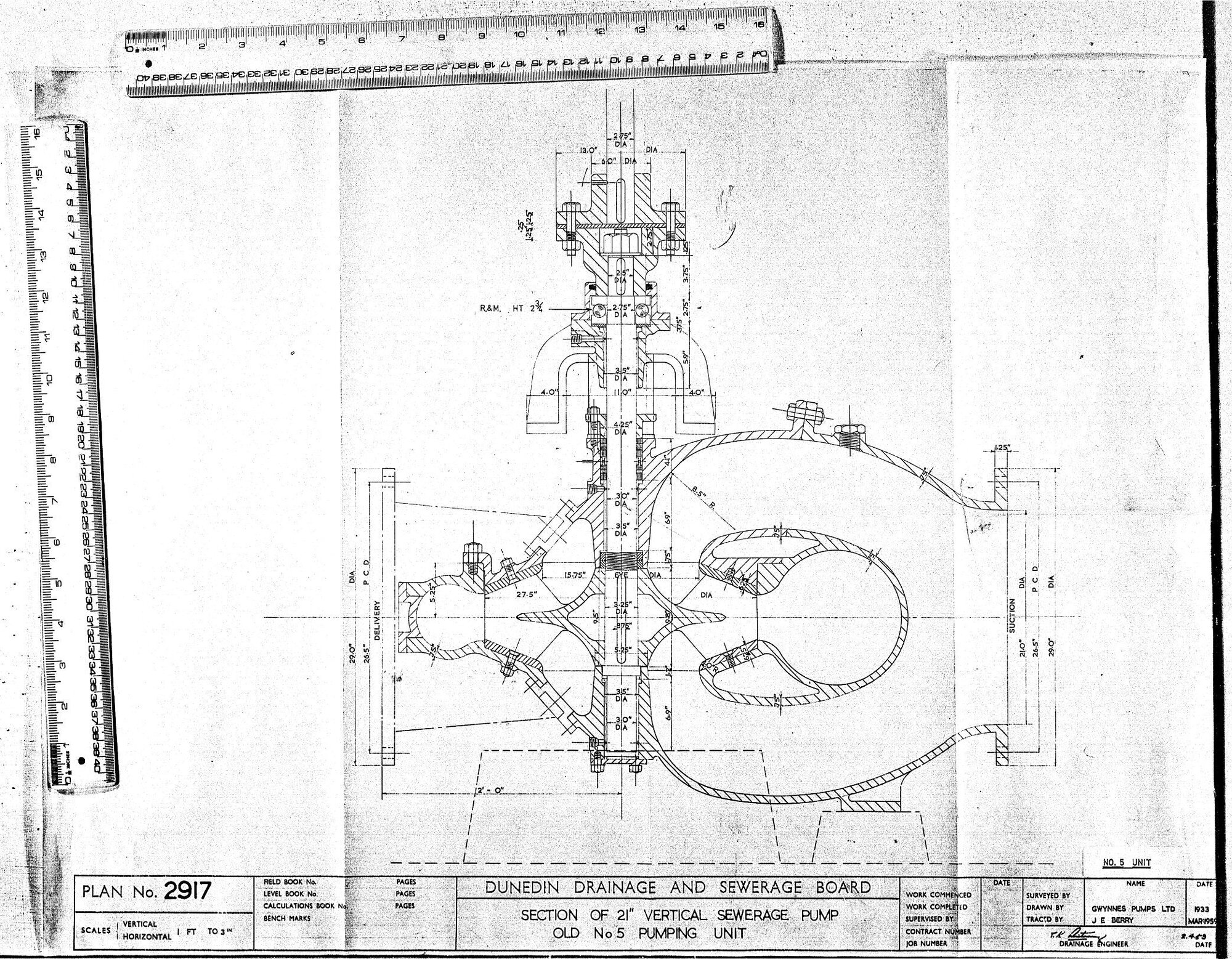 SECTION OF 21" VERTICAL SEWERAGE PUMP OLD No.5 PUMPING UNIT