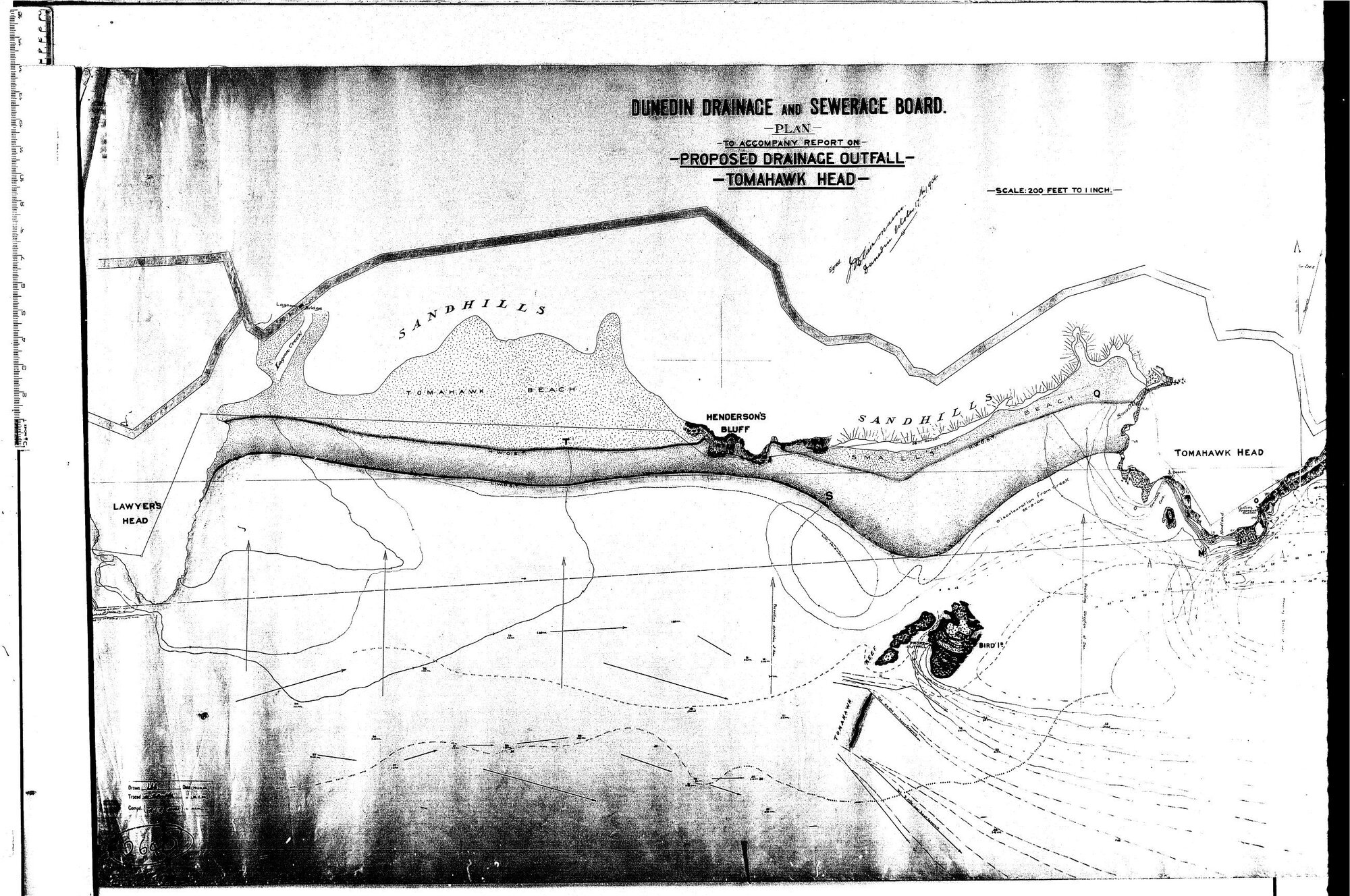 PLAN TO ACCOMPANY REPORT ON PROPOSED DRAINAGE OUTFALL - TOMAHAWK HEAD