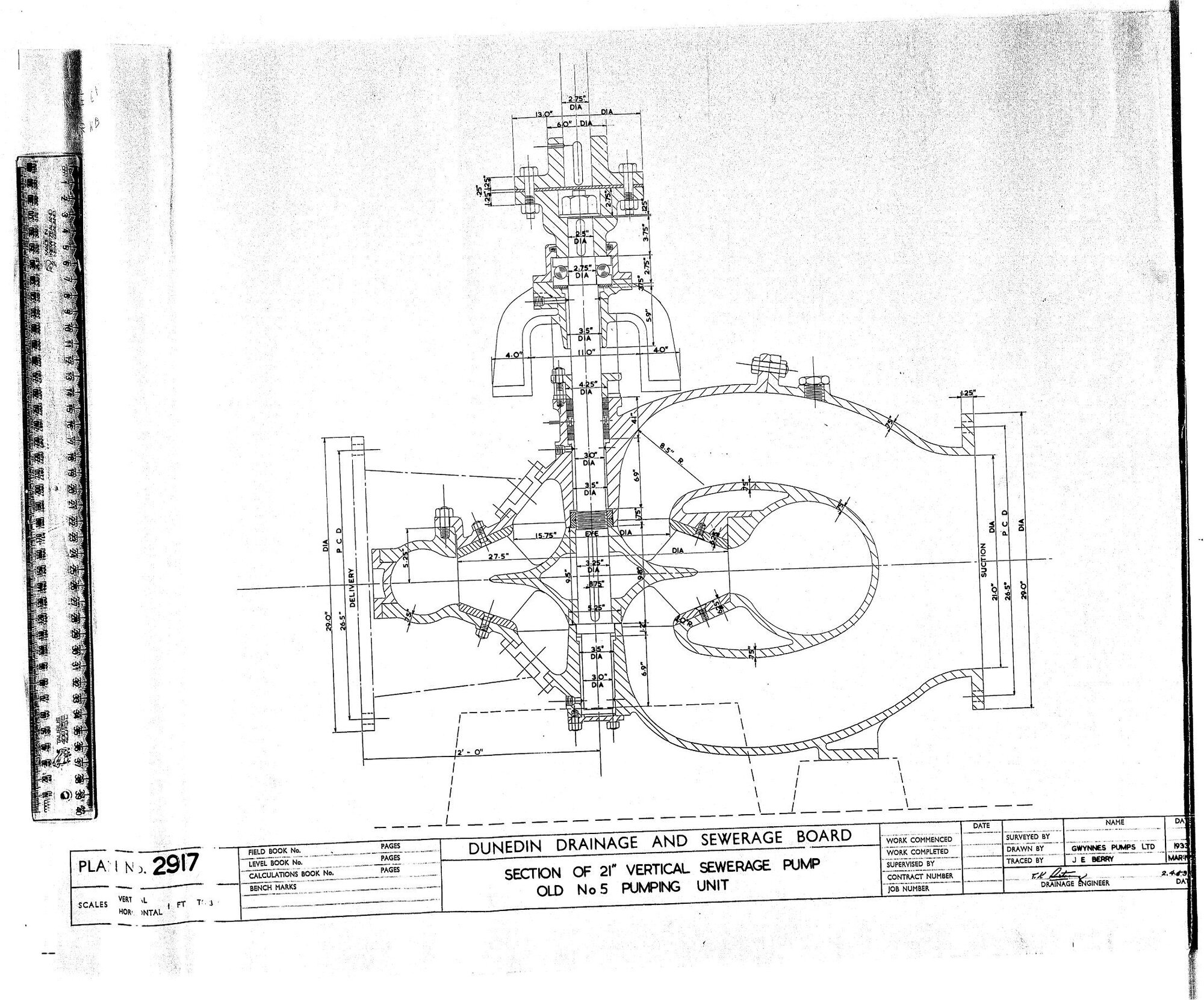 SECTION OF 21" VERTICAL SEWERAGE PUMP OLD No.5 PUMPING UNIT