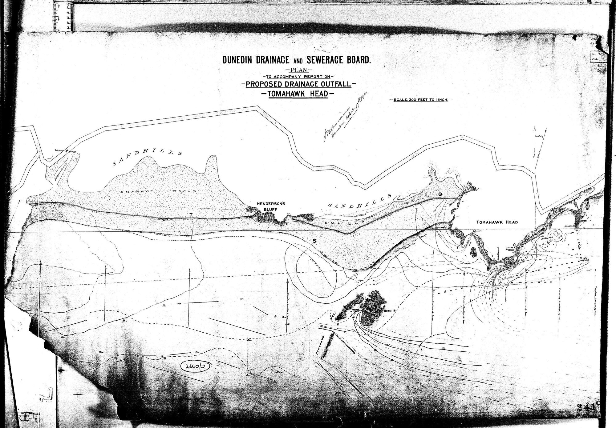 PLAN TO ACCOMPANY REPORT ON PROPOSED DRAINAGE OUTFALL - TOMAHAWK HEAD