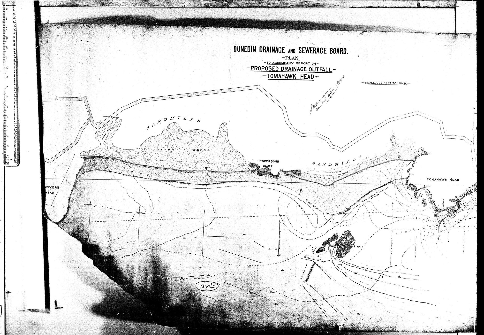 PLAN TO ACCOMPANY REPORT ON PROPOSED DRAINAGE OUTFALL - TOMAHAWK HEAD