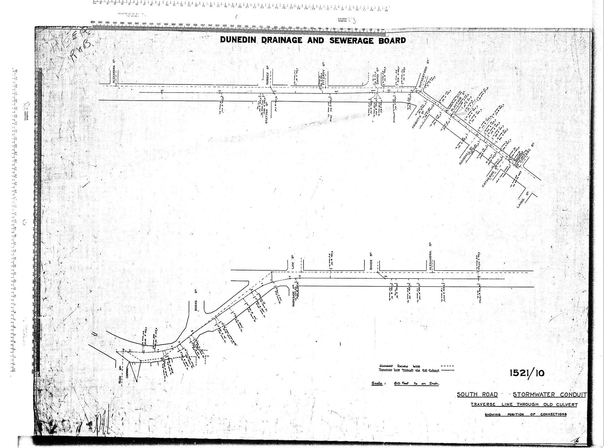 SOUTH ROAD STORMWATER CONDUIT TRAVERSE LINE THROUGH OLD CONDUIT