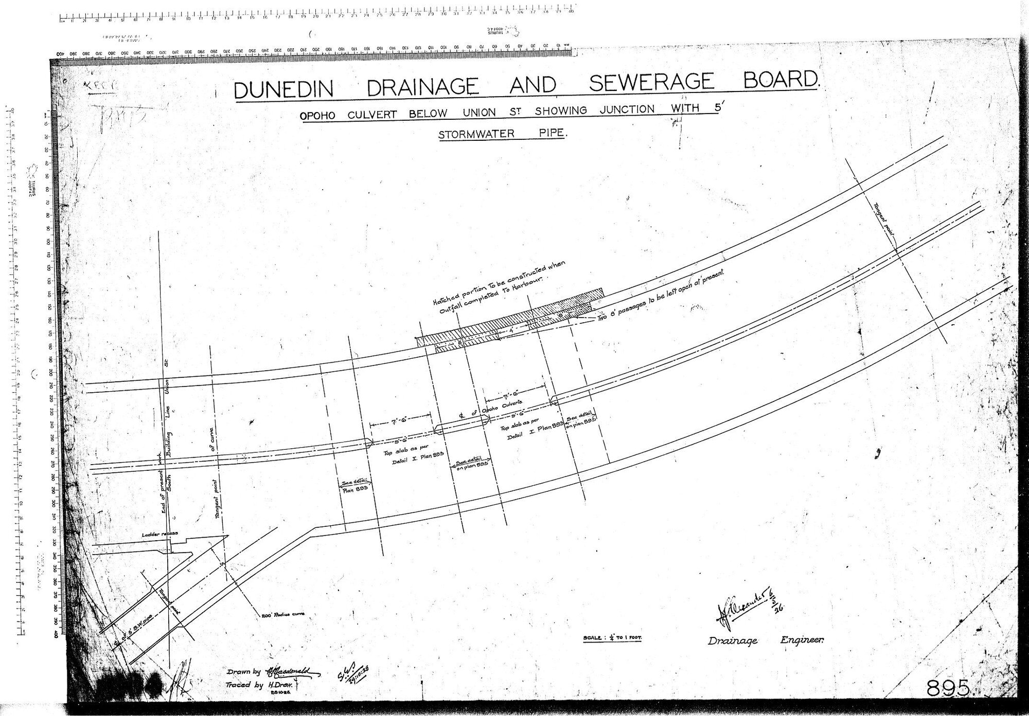 OPOHO CULVERT BELOW UNION ST SHOWING JUNCTION WITH 5' STORMWATER PIPE