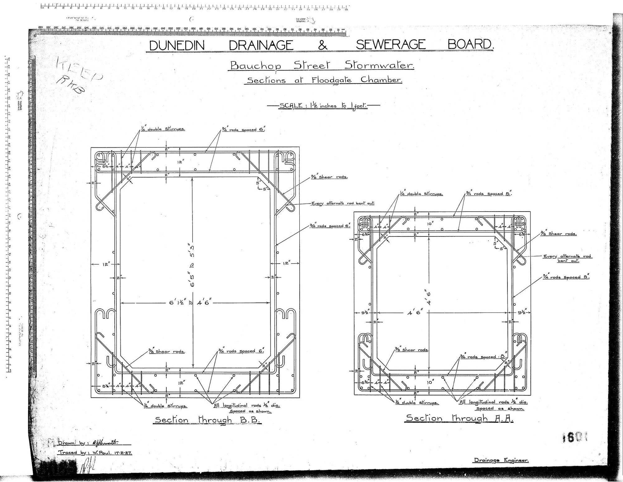 BAUCHOP ST STORMWATER &ndash; SECTIONS AT FLOODGATE CHAMBER
