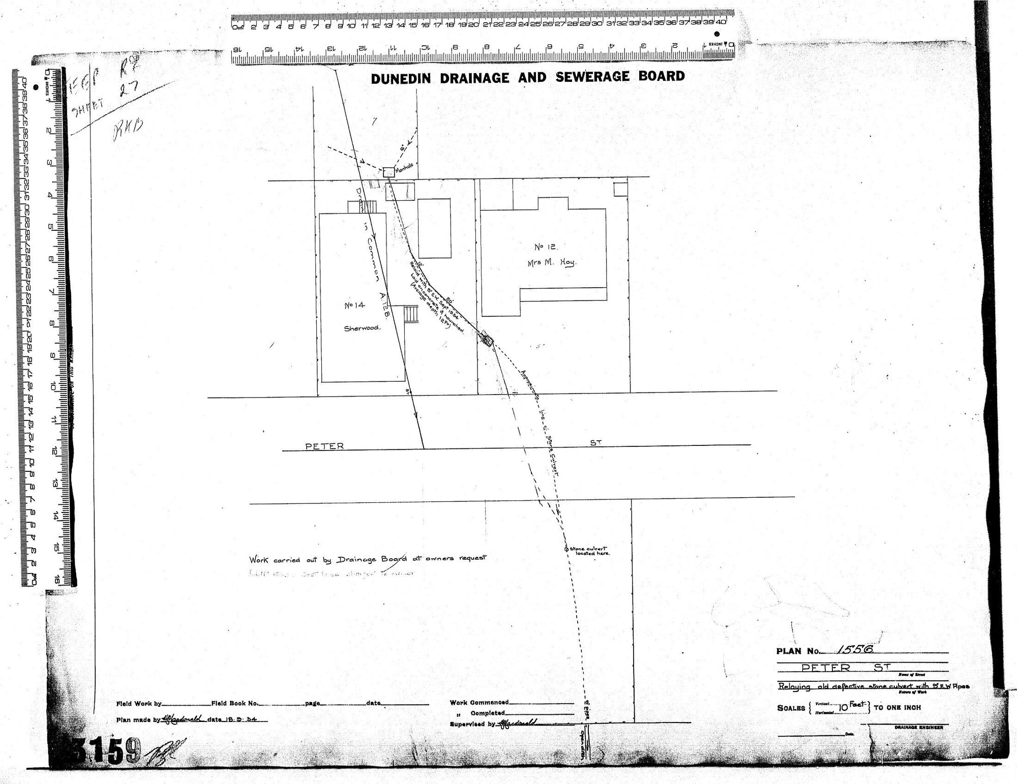 PETER STREET &ndash; RLAYING OLD DEFECTIVE STONE CULVERT WITH 9'' E.W. PIPES