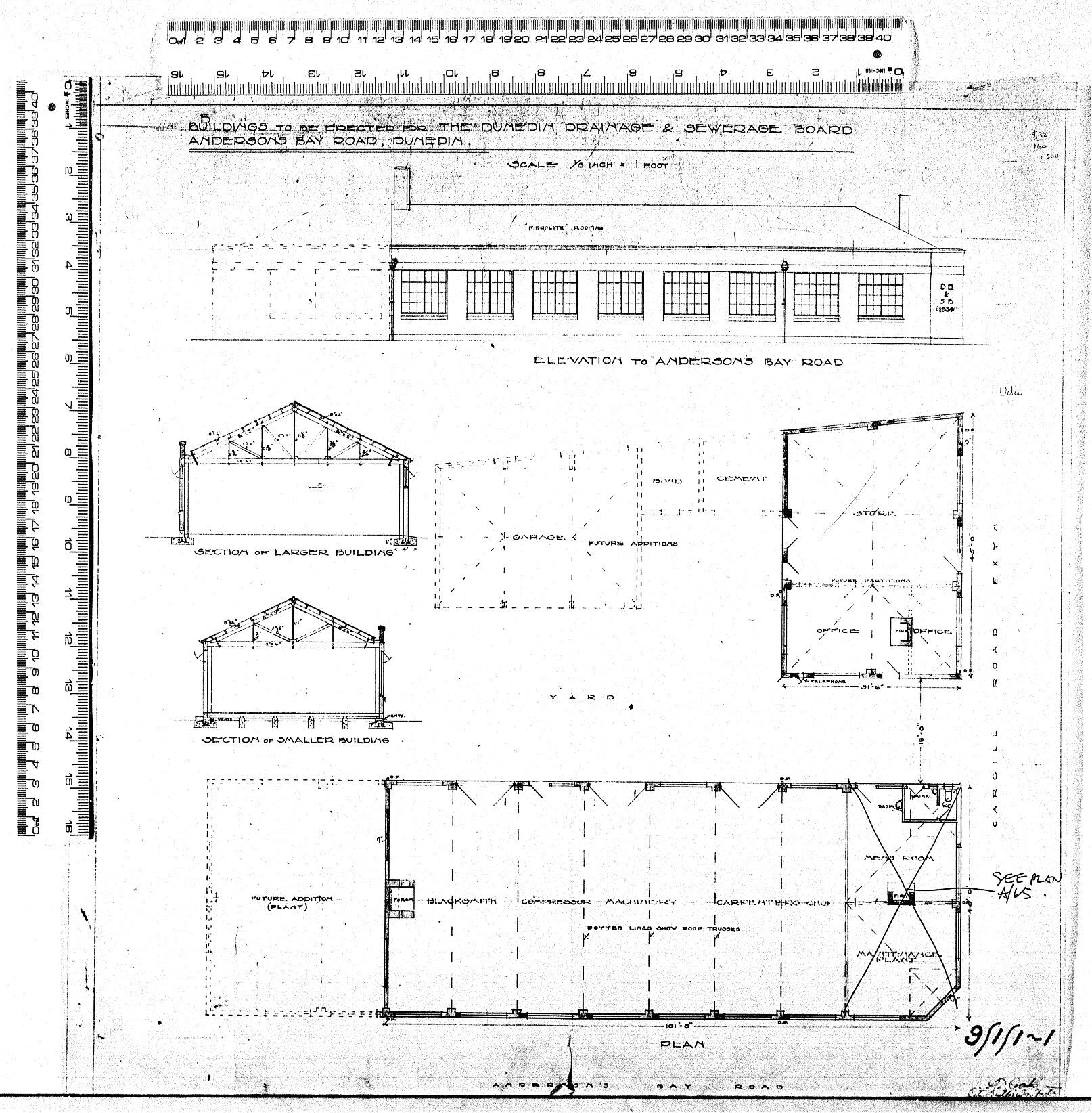 BUILDING TO BE RECTED FOR THE DUNEDIN DRAINAGE &amp; SEWERAGE BOARD ANDERSON'S BAY ROAD, DUNEDIN.