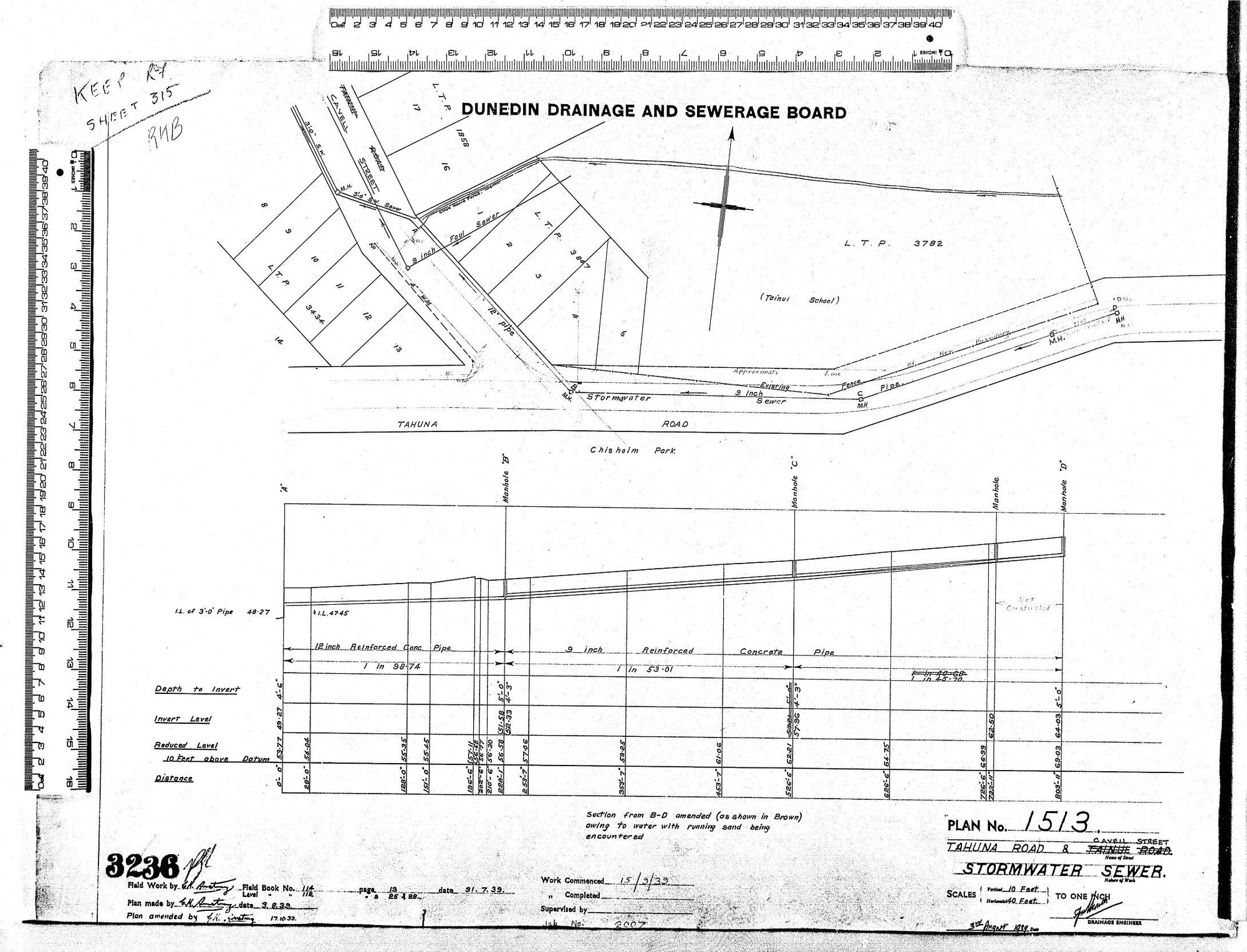 TAHUNA ROAD &amp; CAVELL STREET  STORMWATER SEWER