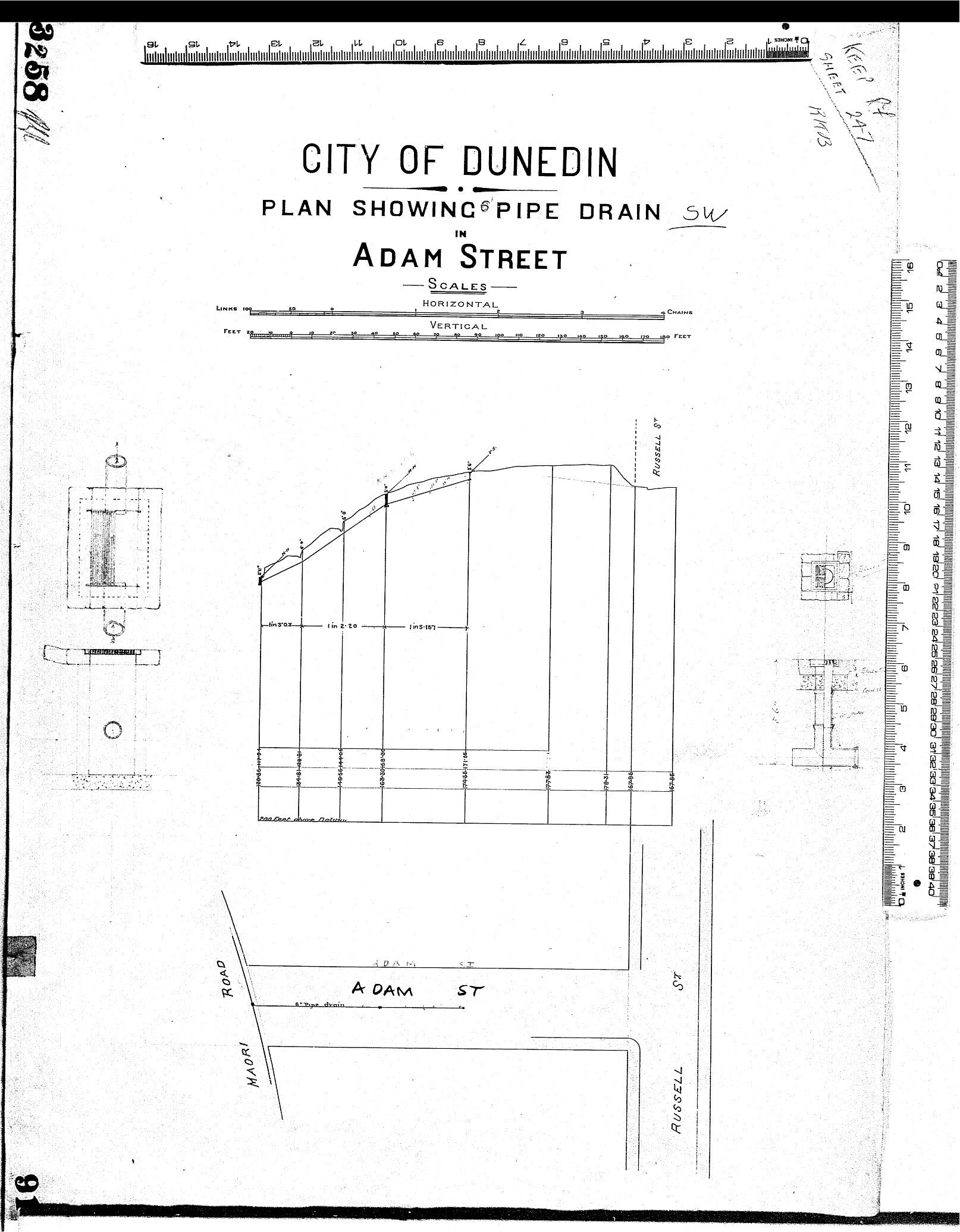 CITY OF DUNEDIN - PLAN SHOWING PIPE DRAIN - ADAM STREET