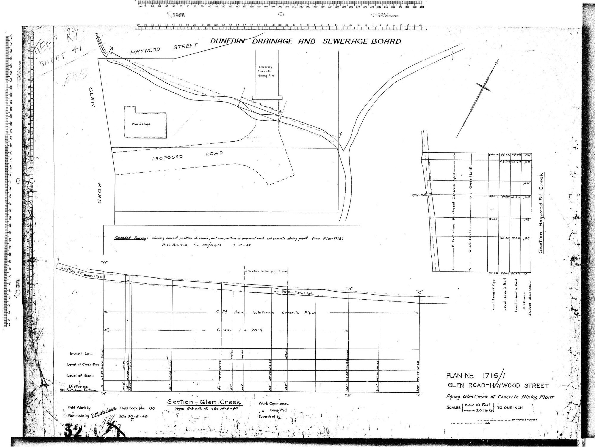 GLEN ROAD - HAYWOOD STREET - PIPING GLEN CREEK AT CONCRETE MIXING PLANT