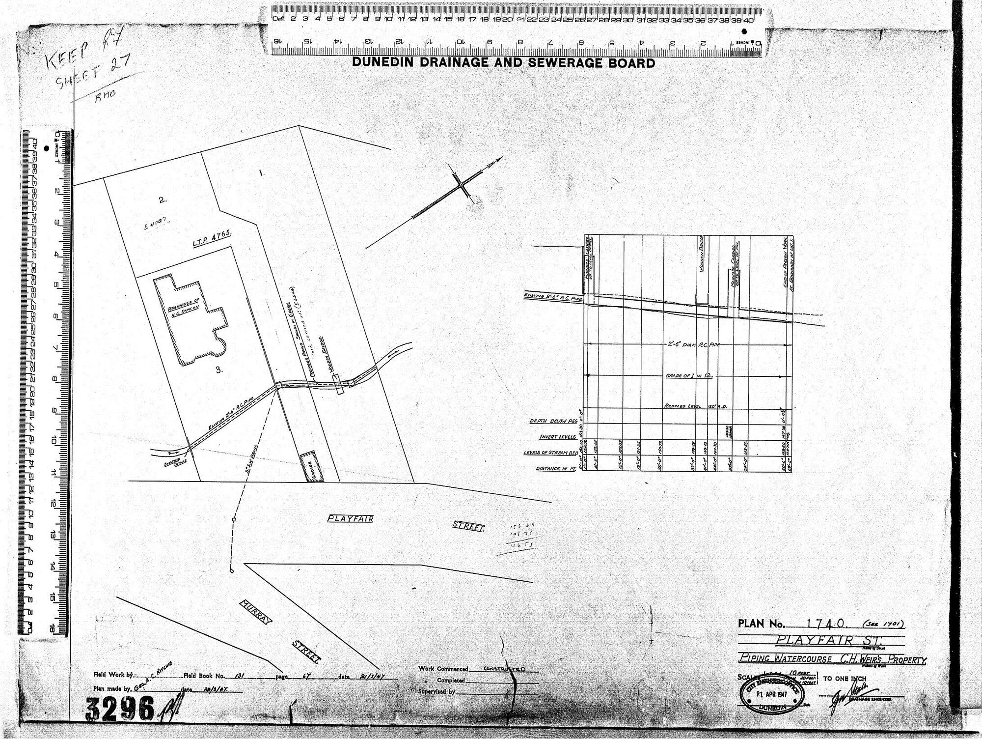 PLAYFAIR ST - PIPING WATERCOURSE C.H. WEIRS PROPERTY