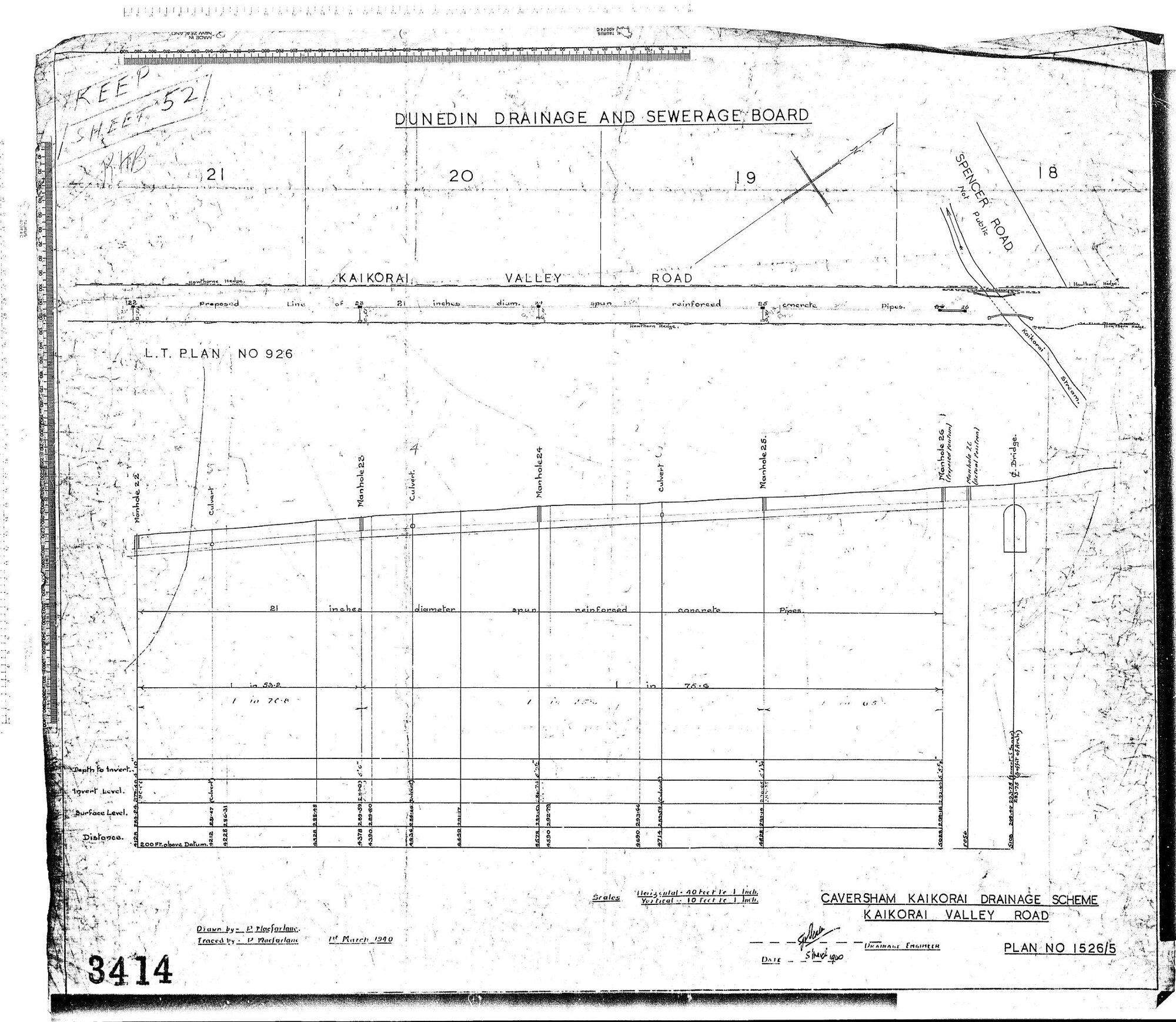 CAVERSHAM &ndash; KAIKORAI DRAINAGE SCHEME &ndash; KAIKORAI VALLEY ROAD