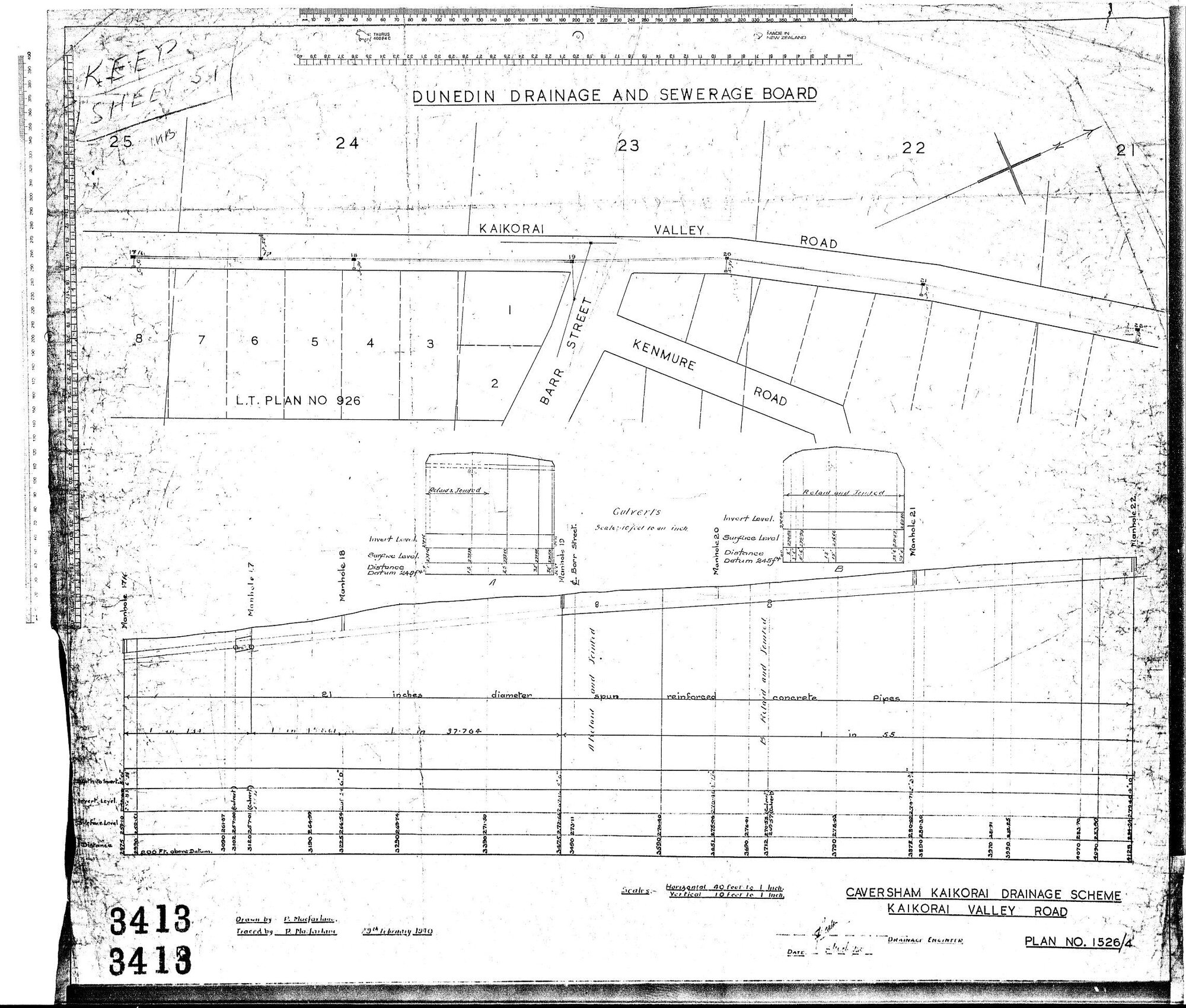 CAVERSHAM &ndash; KAIKORAI DRAINAGE SCHEME &ndash; KAIKORAI VALLEY ROAD
